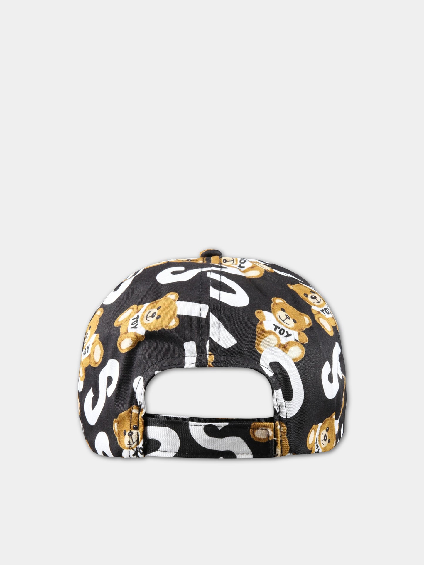 Cappello nero per bambino con Teddy Bear e logo bianco,Moschino Kids,HOX01N LOB10 84291