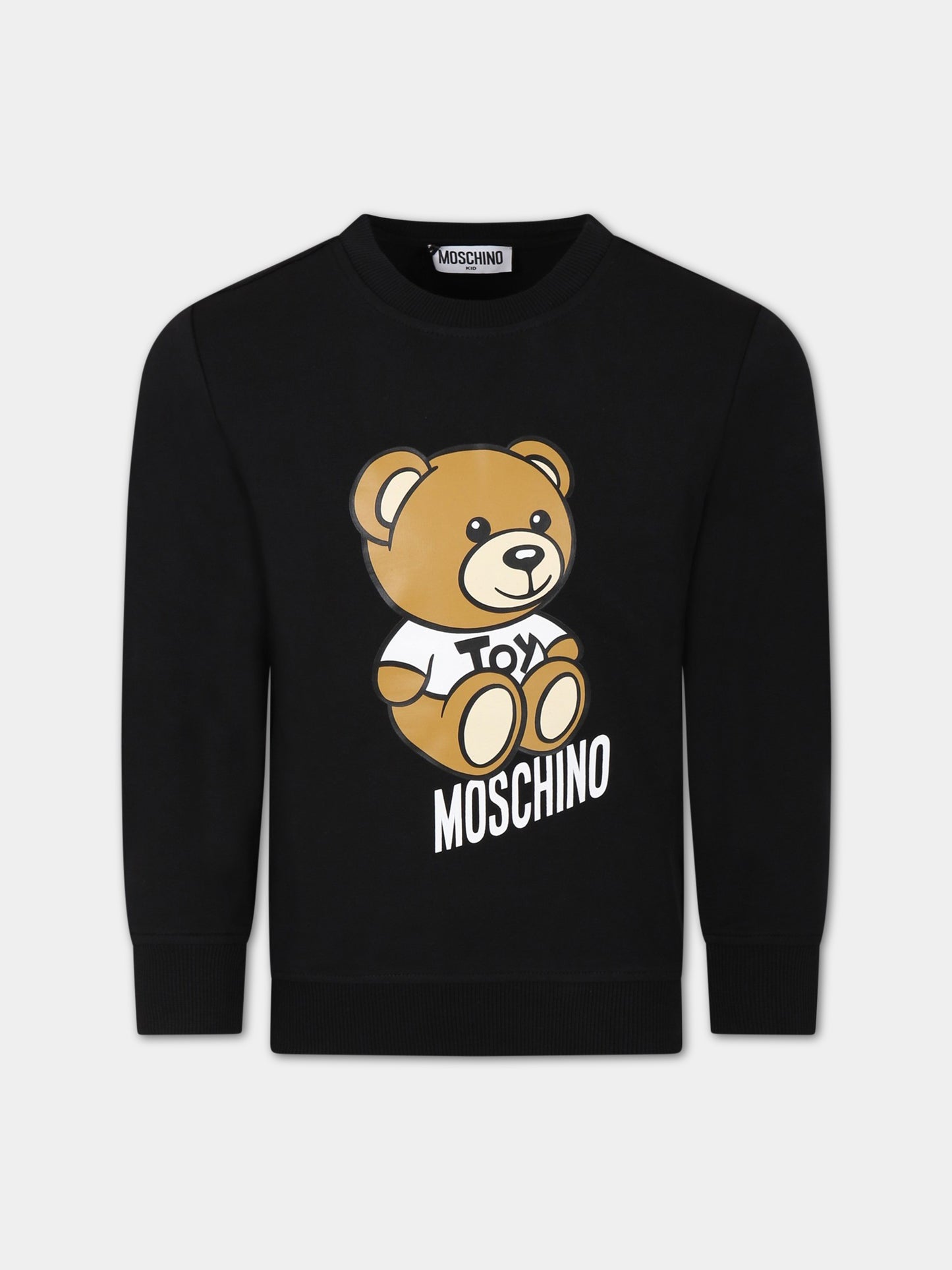 Felpa nera per bambino con Teddy Bear e logo,Moschino Kids,HRF05R LDA00 60100