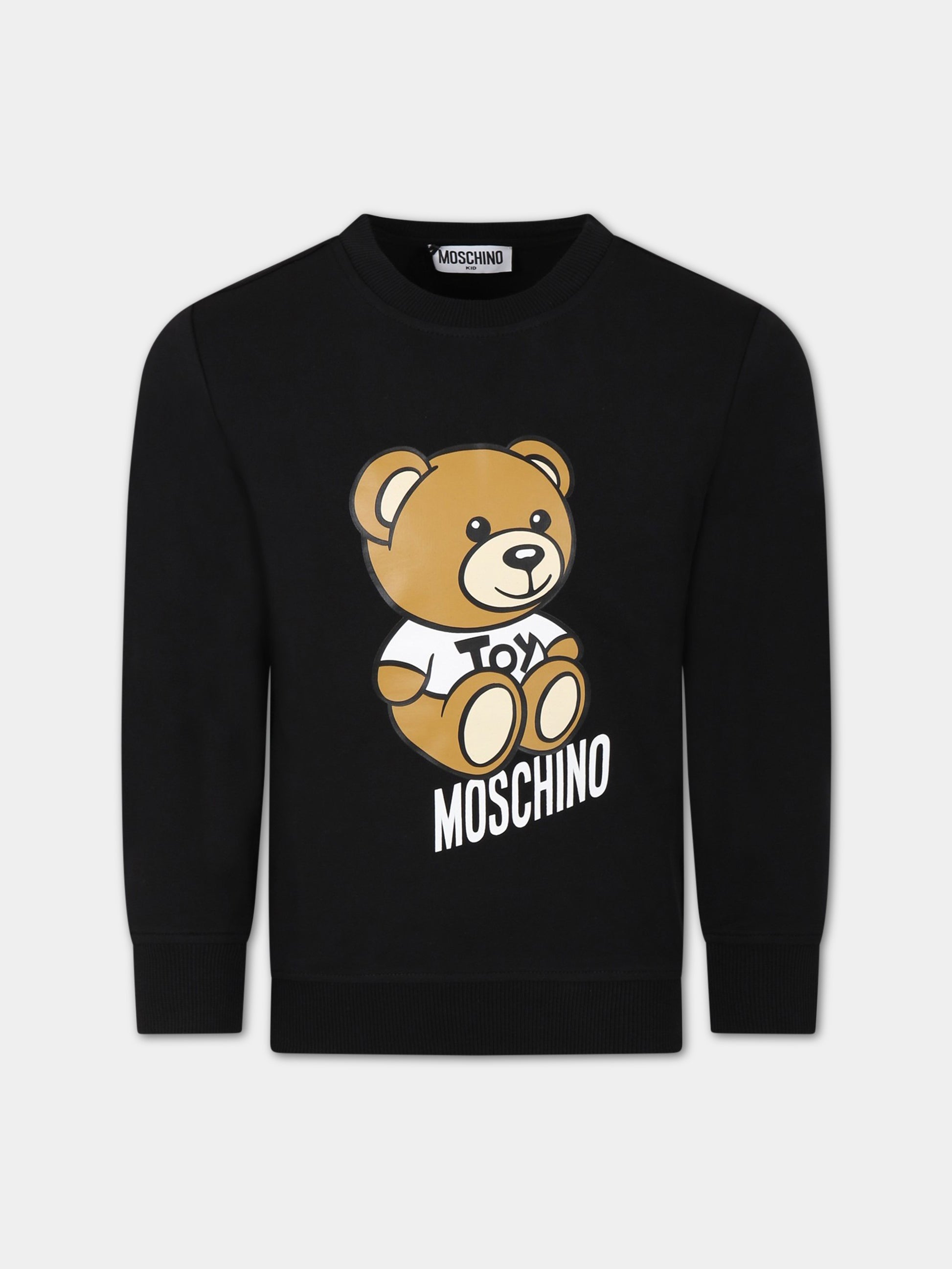 Felpa nera per bambino con Teddy Bear e logo,Moschino Kids,HRF05R LDA00 60100