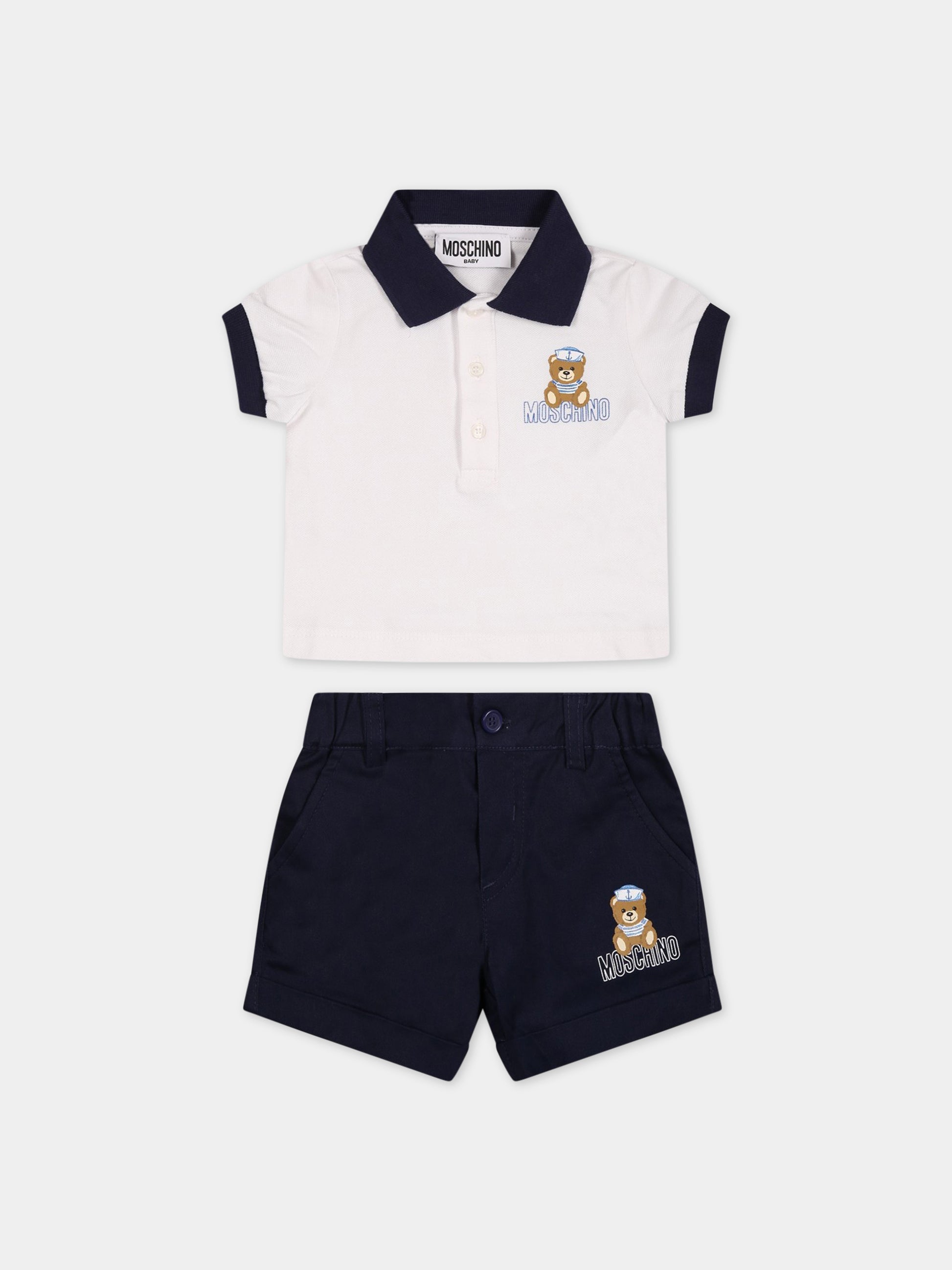 Completo multicolor per neonato con Teddy Bear e logo,Moschino Kids,MUG00S LPC04 84017