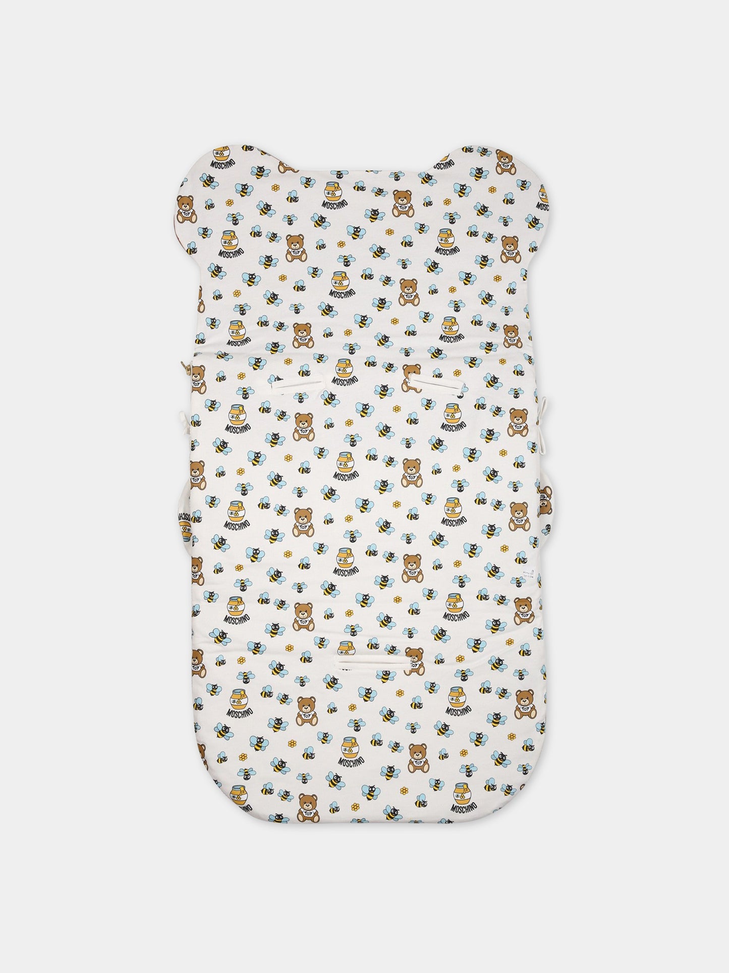 Sacco-nanna bianco per neonati con Teddy Bear e logo,Moschino Kids,MPE00C LCB33 84617