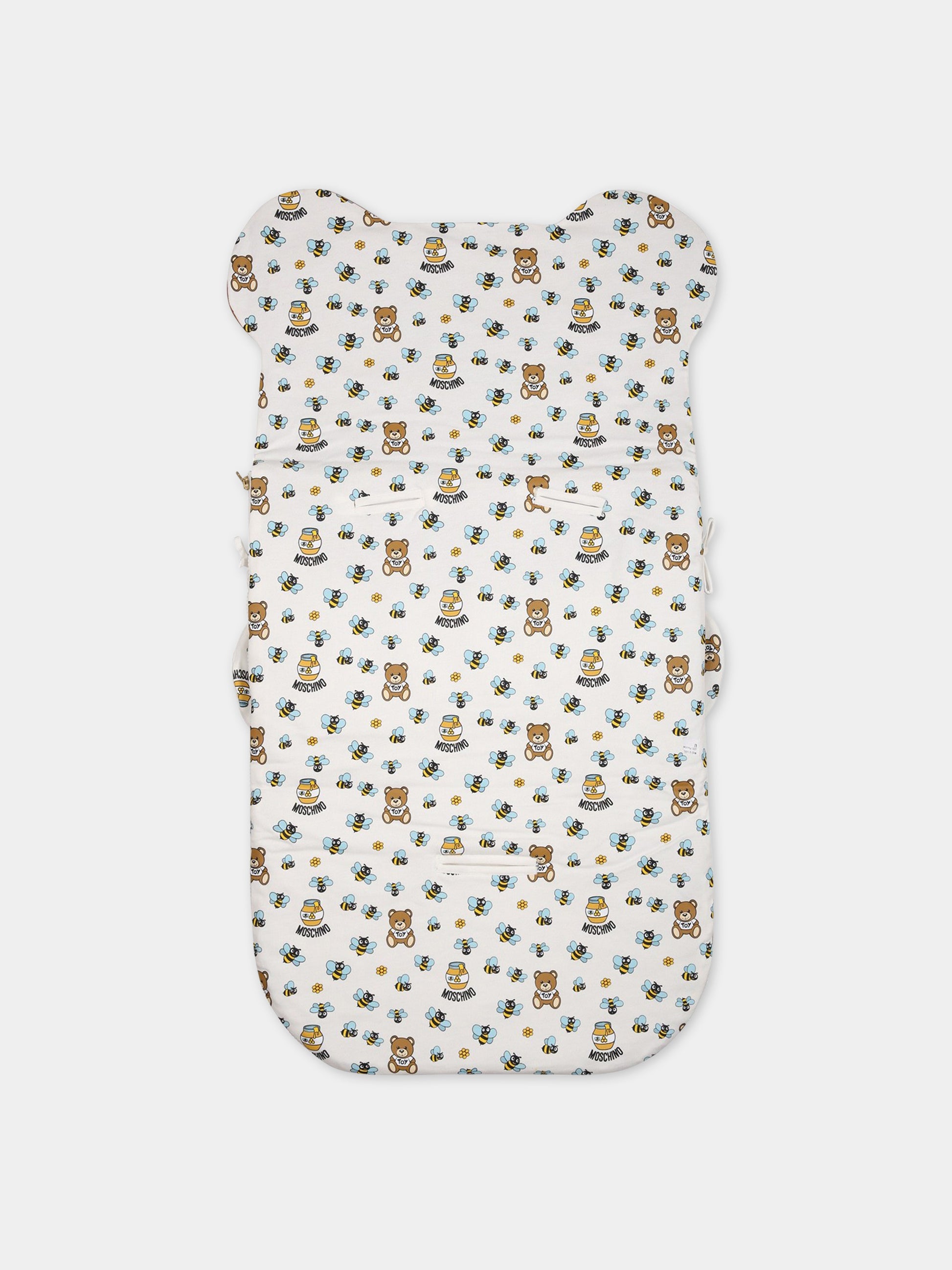 Sacco-nanna bianco per neonati con Teddy Bear e logo,Moschino Kids,MPE00C LCB33 84617