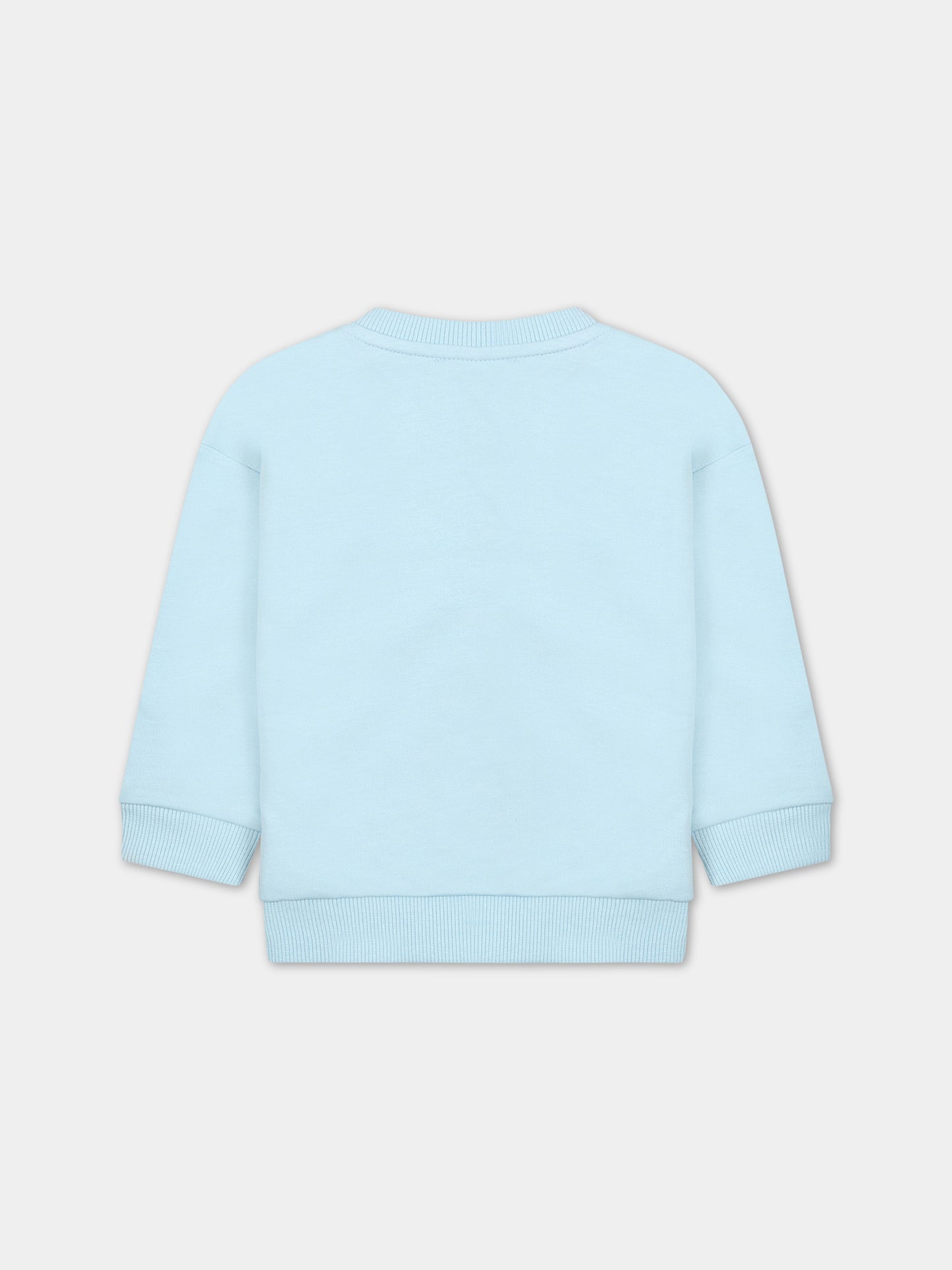 Felpa celeste per neonato con Teddy Bear e logo,Moschino Kids,MUF04S LCA19 40304