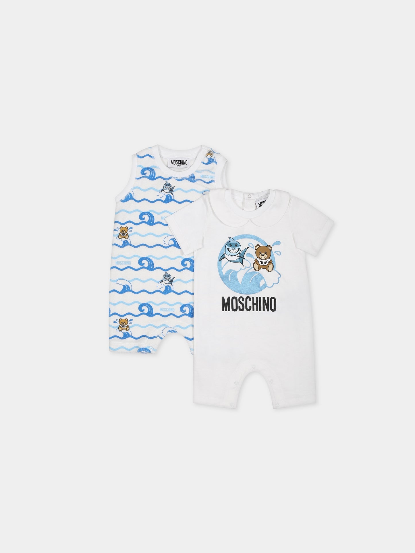 Set celeste per neonato con stampa e Teddy Bear,Moschino Kids,MUY04W LAA02 84294