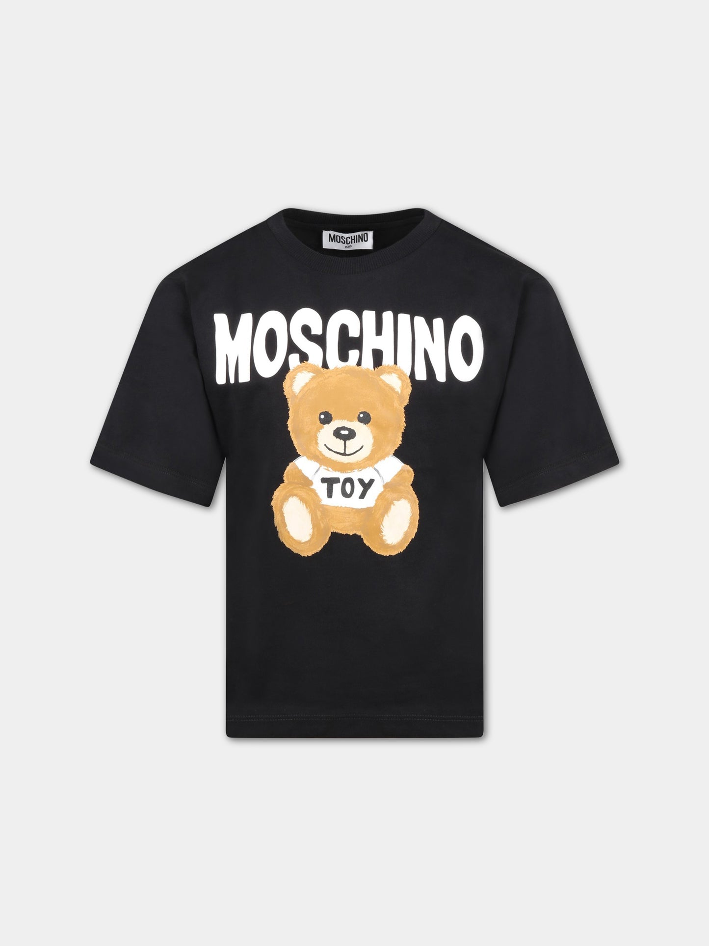 T-shirt nera per bambino con Teddy Bear,Moschino Kids,HOM03R LAA23 60100