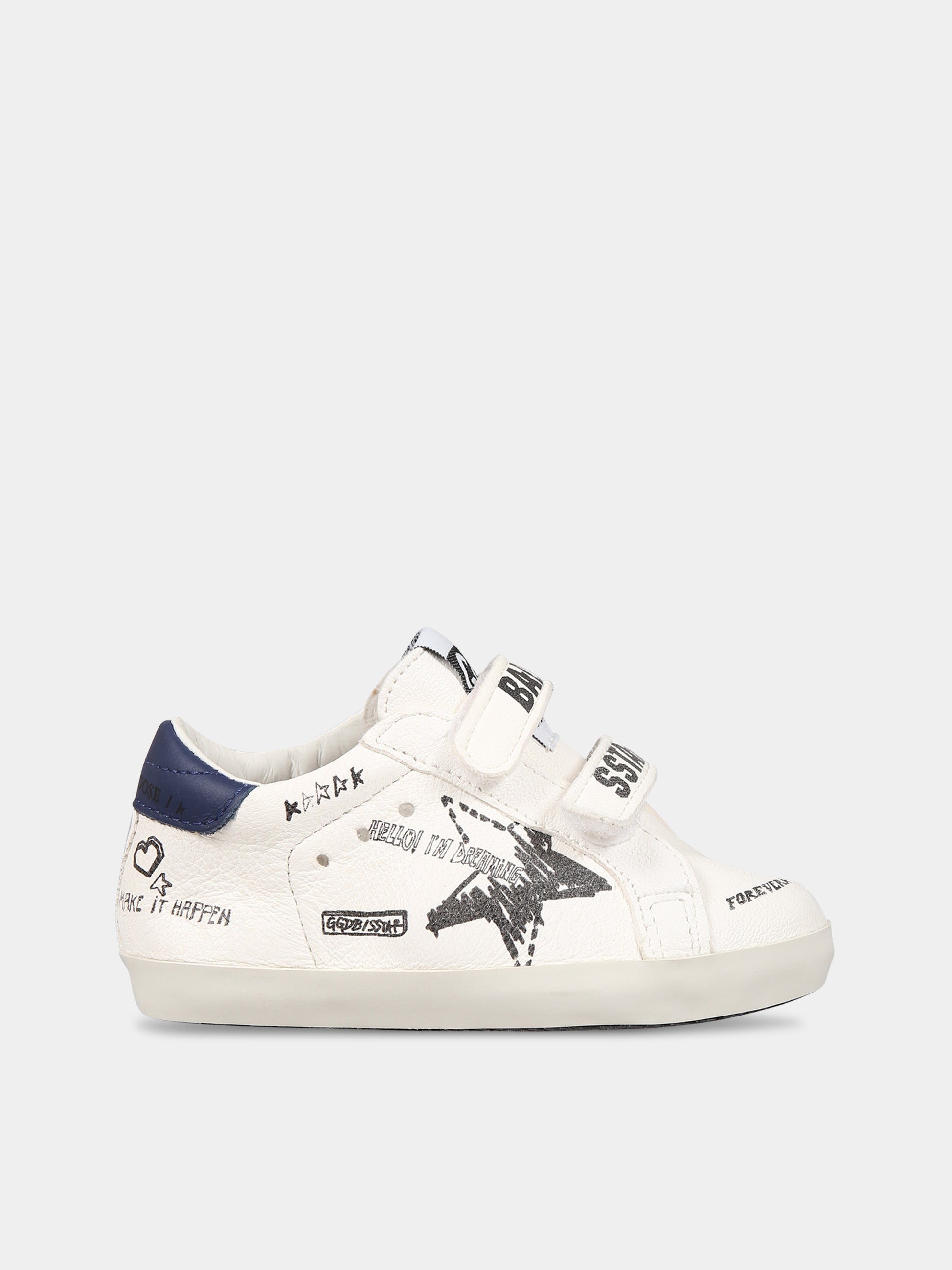 Sneakers bianco per neonati con stampa e logo,Golden Goose,GIF00502 F004237 15443