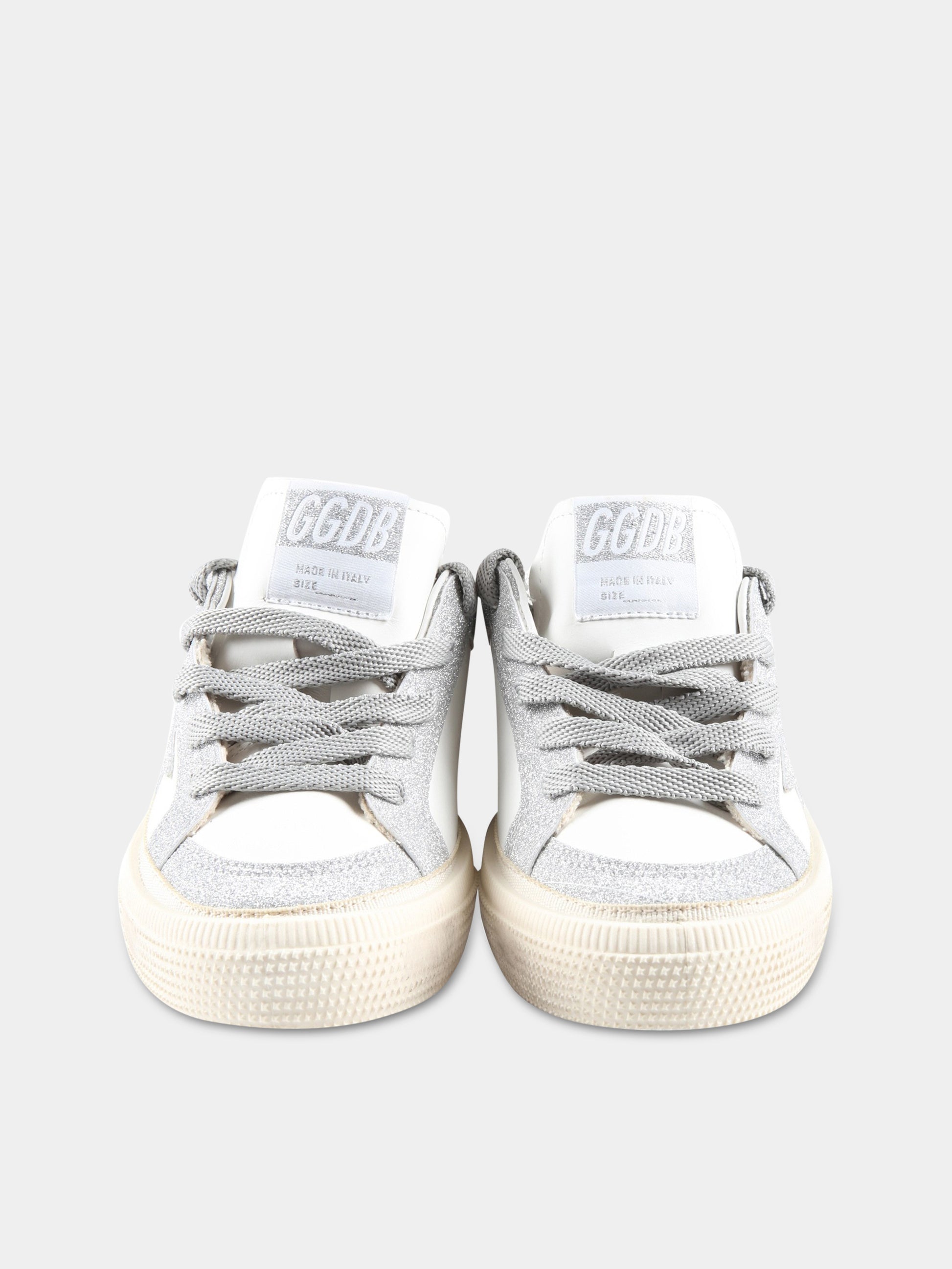 Sneakers bianche per bambina con stella argentata,Golden Goose,GYF00495 F004216 80185