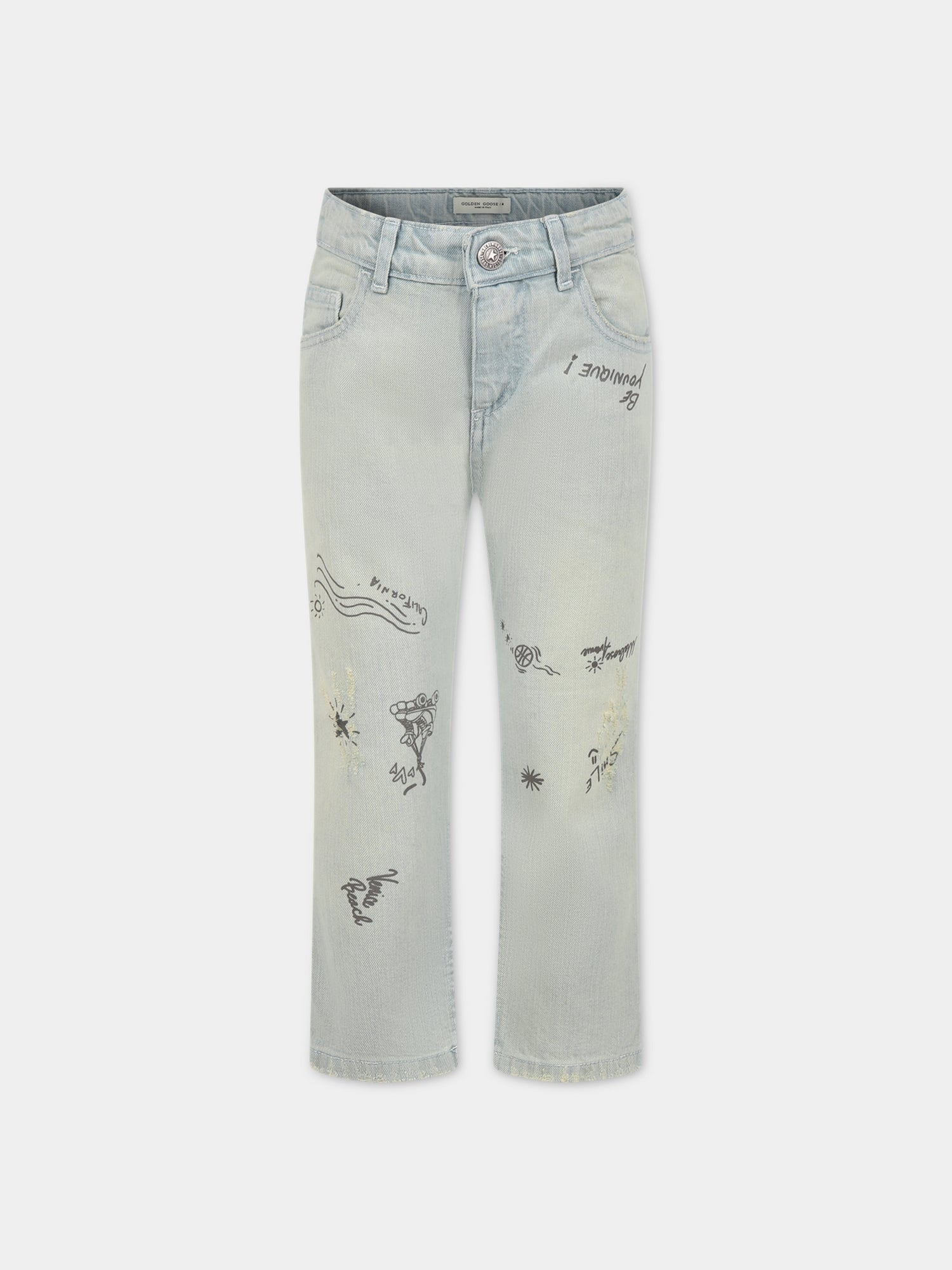 Jeans celeste per bambino con logo,Golden Goose,GKP01399 P001064 50100