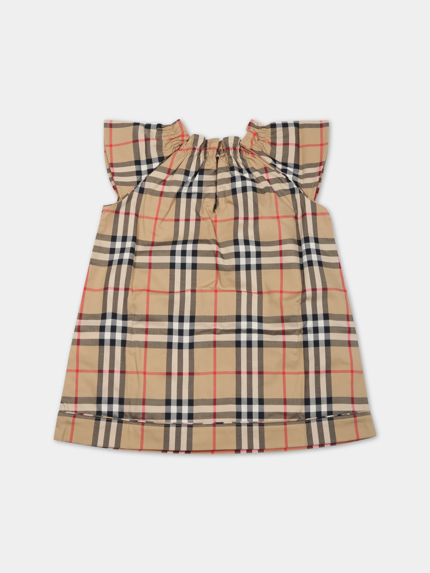 Vestito beige per neonata con check vintage,Burberry Kids,8062041