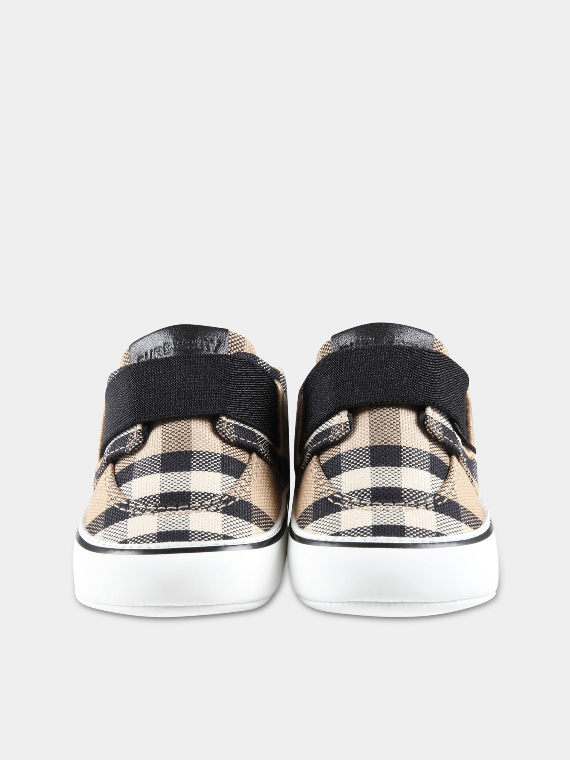 Sneakers beige per neonato con check vintage,Burberry Kids,8060616