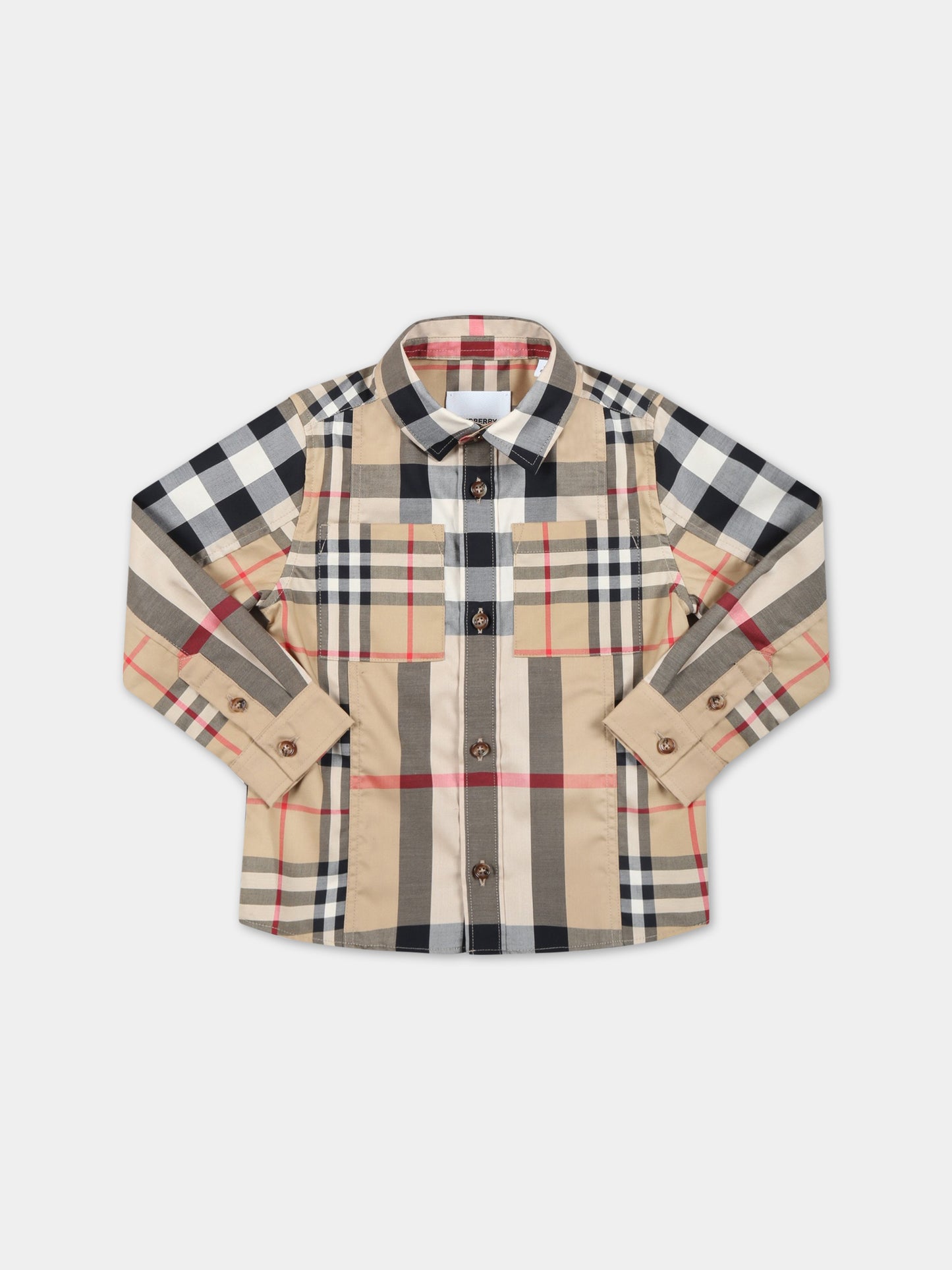 Camicia beige per neonato con check vintage,Burberry Kids,8061936