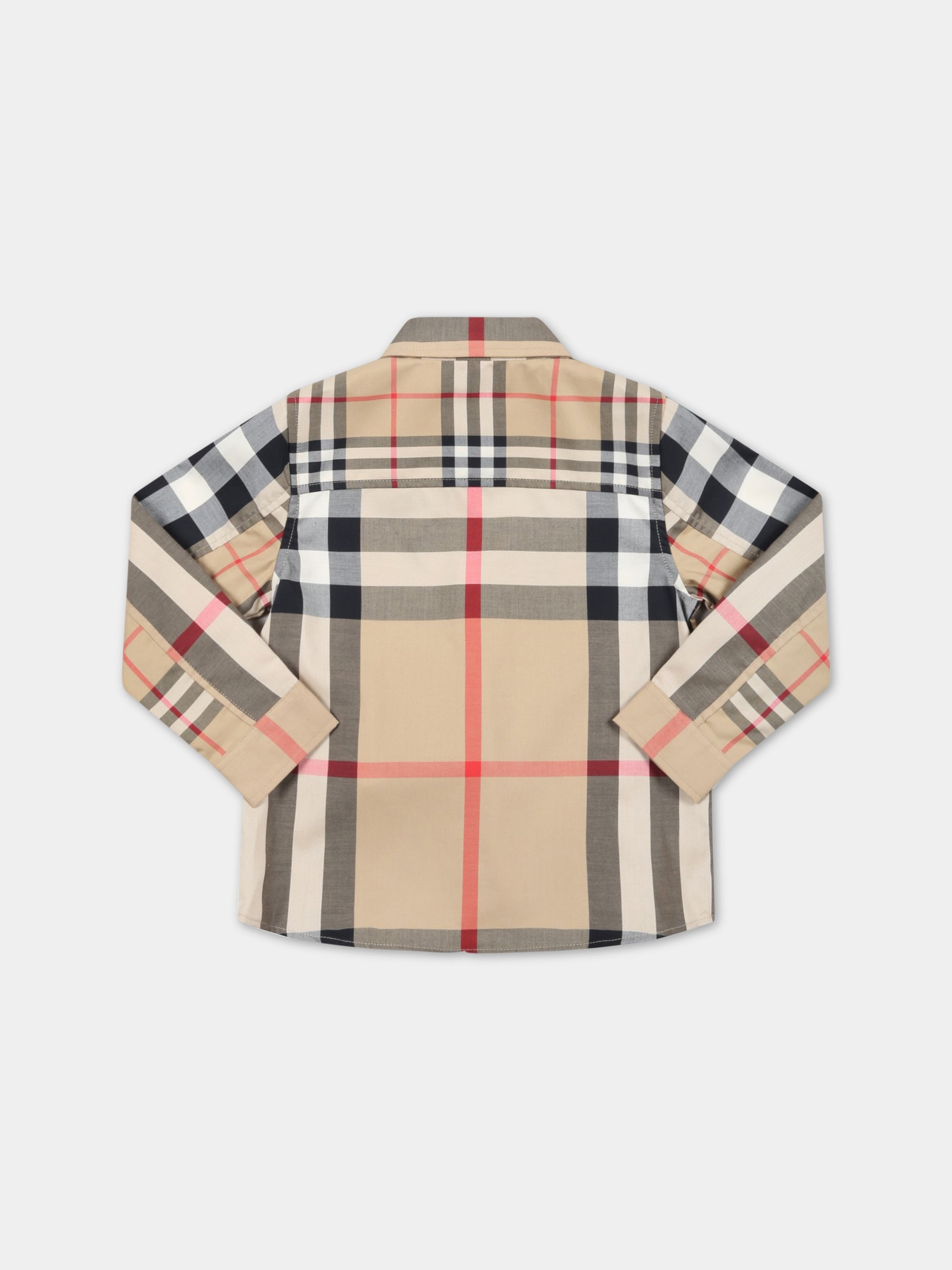 Camicia beige per neonato con check vintage,Burberry Kids,8061936