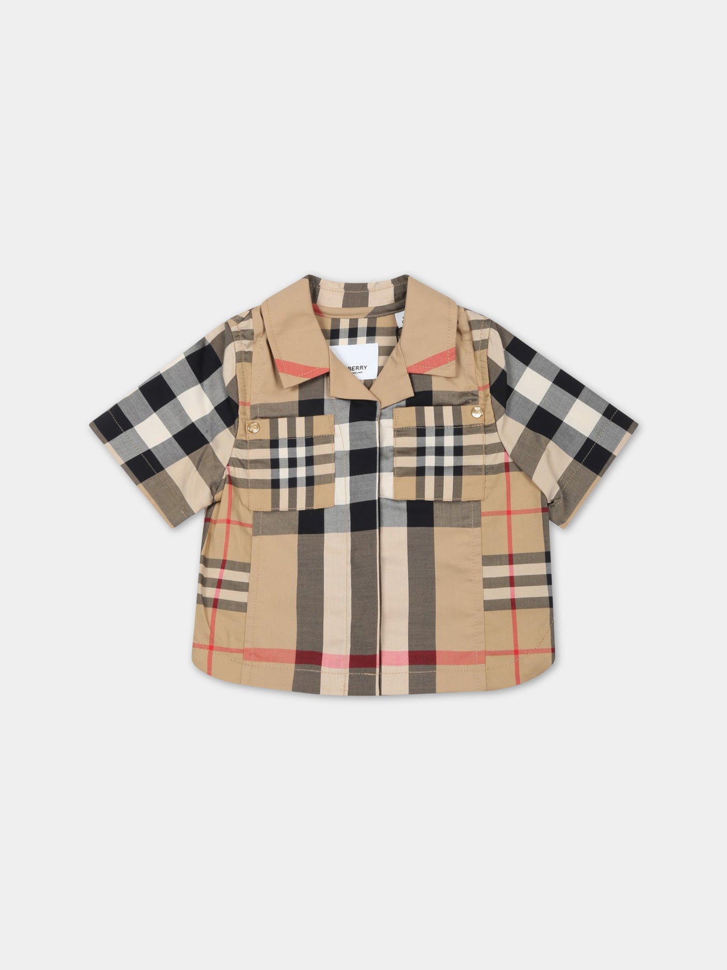 Camicia beige per bambino con iconico check vintage,Burberry Kids,8061953