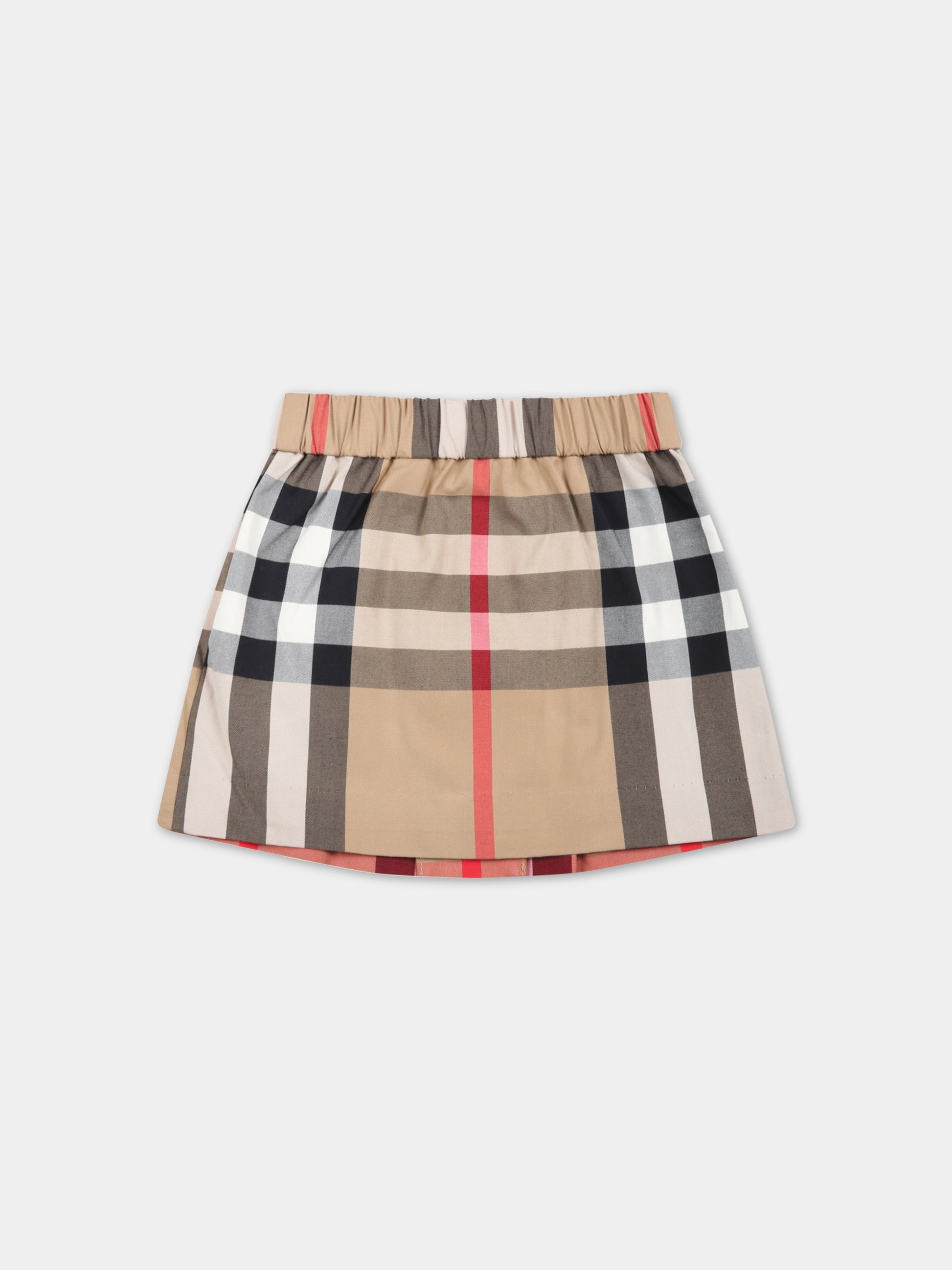 Gonna beige per neonata con check vintage,Burberry Kids,8061827