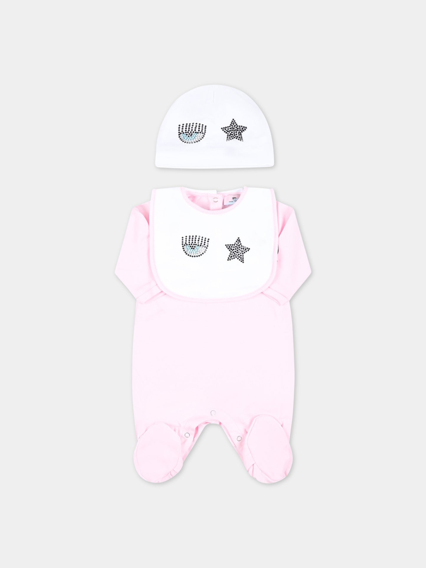 Set multicolor per neonata con occhiolino e stella in strass,Chiara Ferragni Collection,55A502 1000 0090