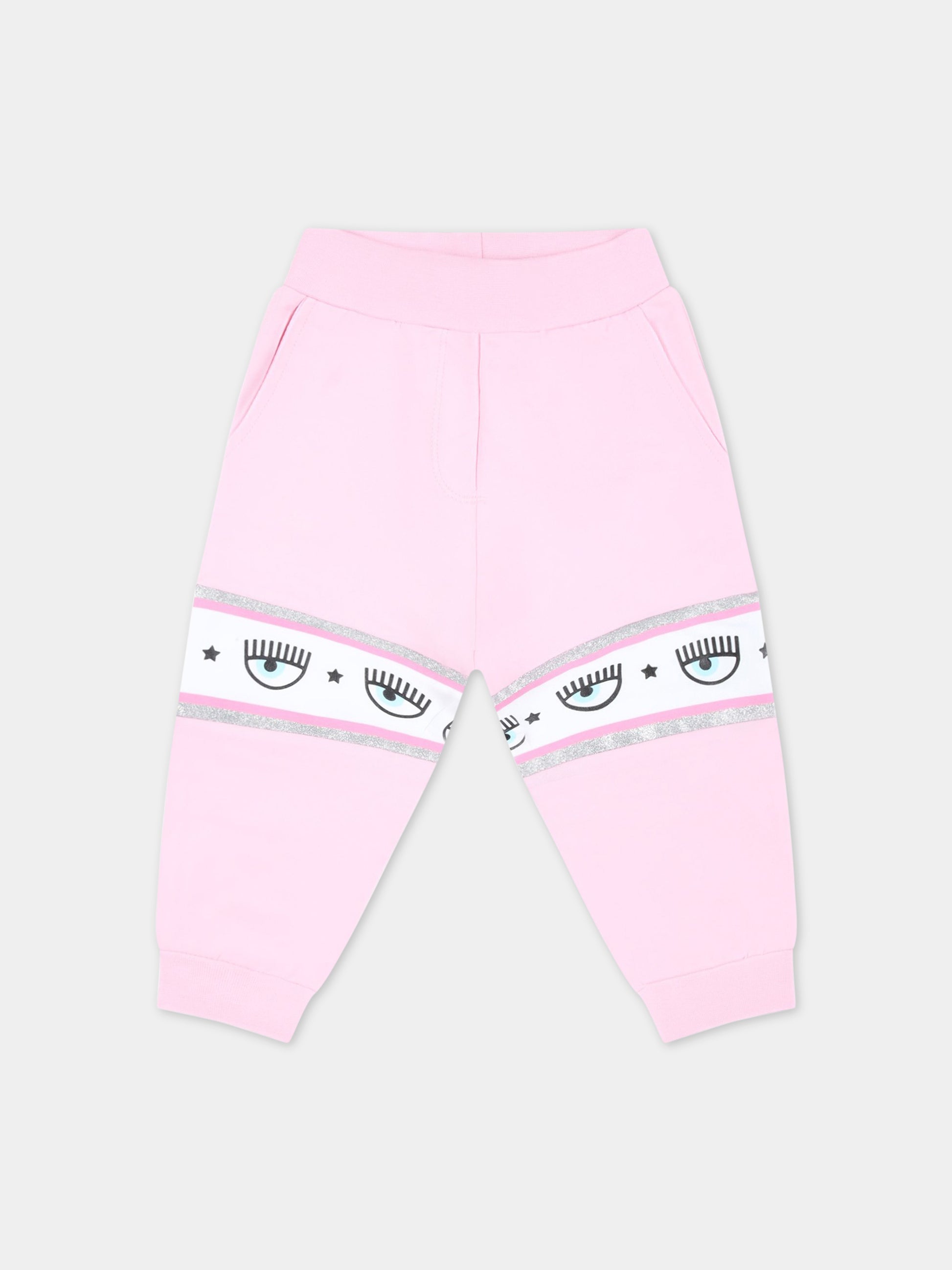 Pantaloni rosa da tuta per neonata con iconico occhiolino,Chiara Ferragni Collection,53A400 1040 0090