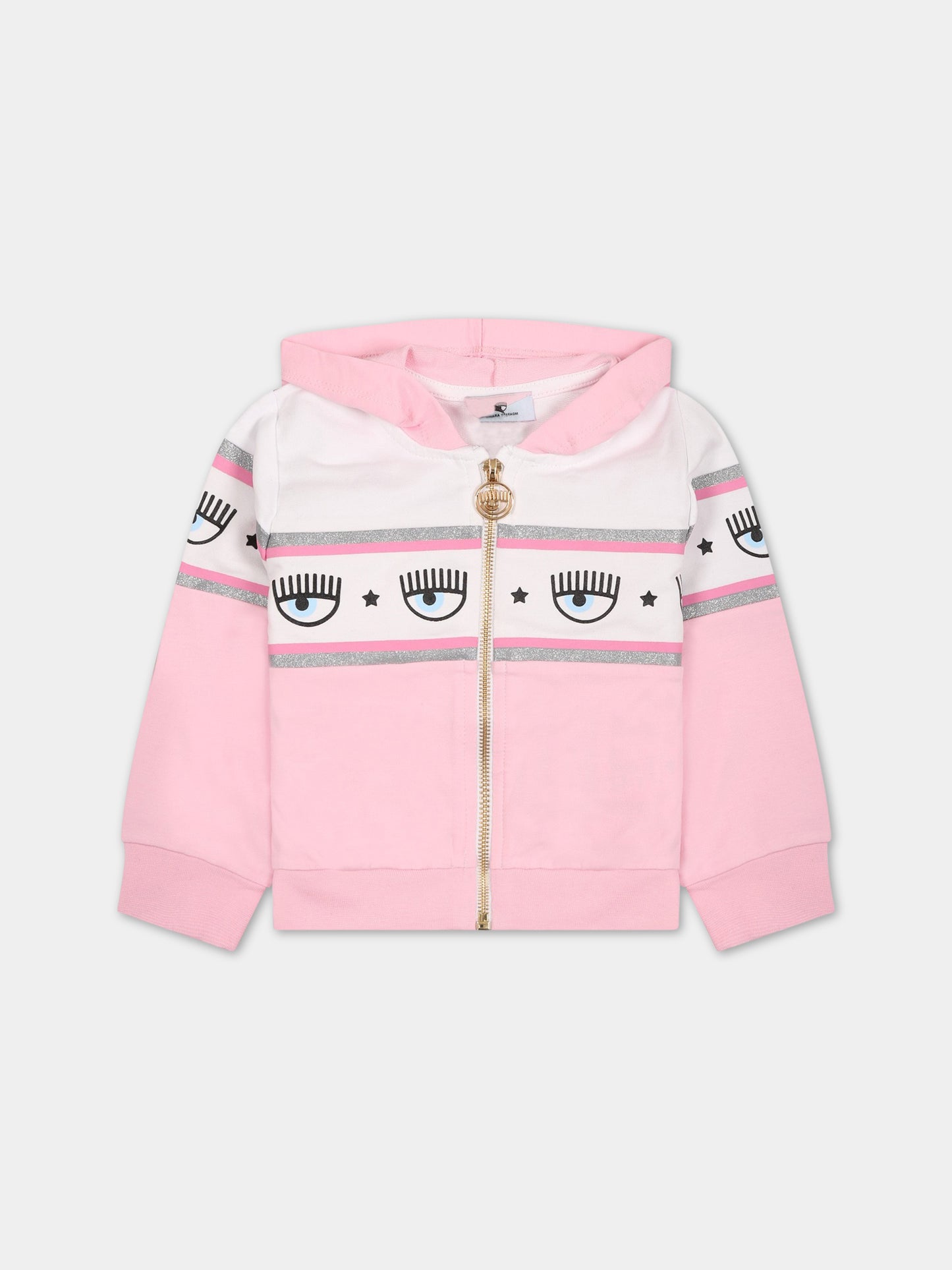 Felpa rosa per neonata con iconici occhiolini,Chiara Ferragni Collection,53A800 1040 0090