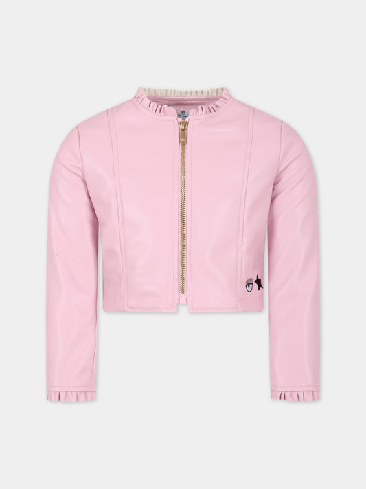 Giacca rosa per bambina con occhiolino,Chiara Ferragni Collection,51A103 1404 0090