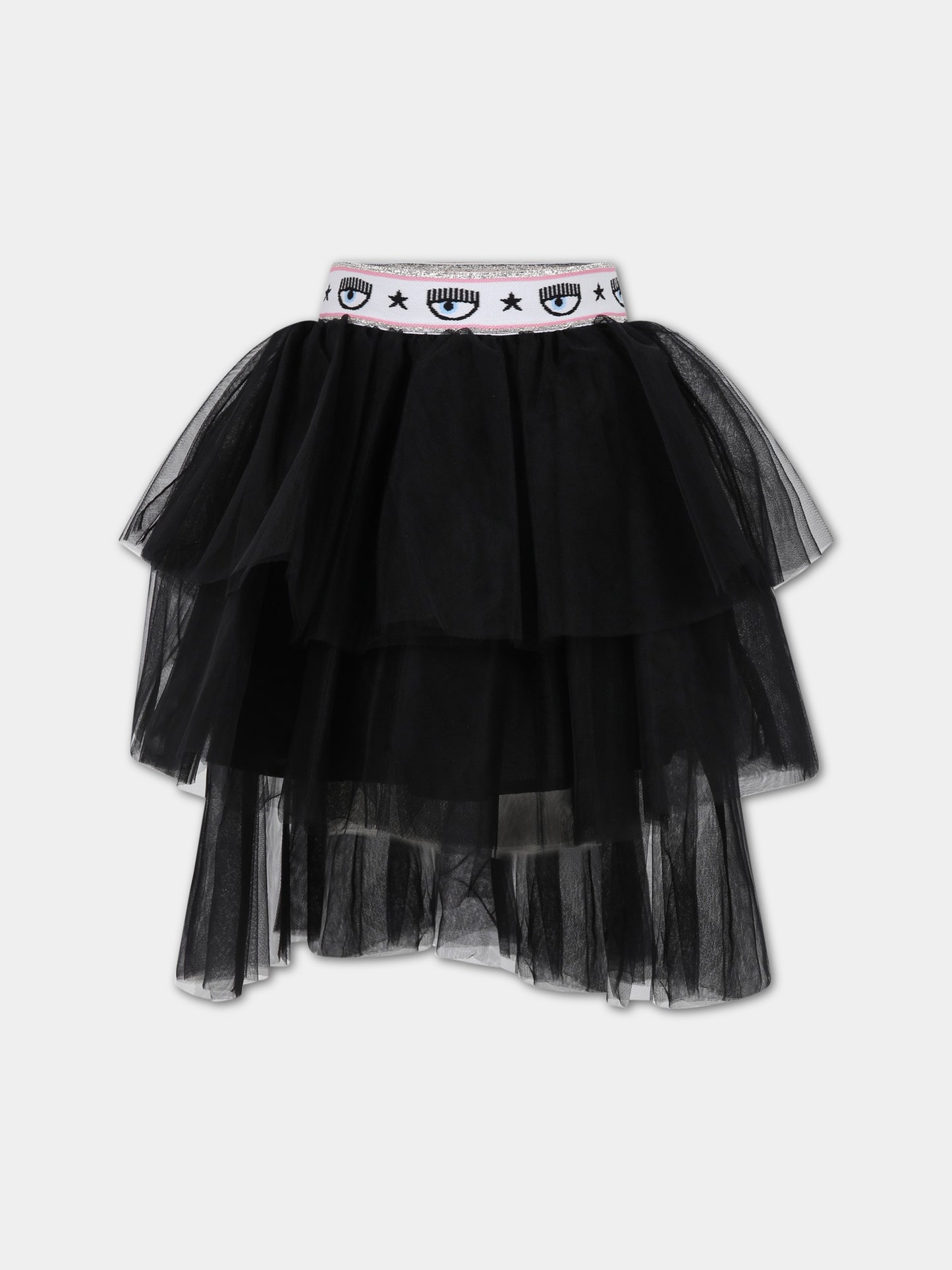Gonna nera per bambina con iconici occhiolini,Chiara Ferragni Collection,51A700 T9945 0050