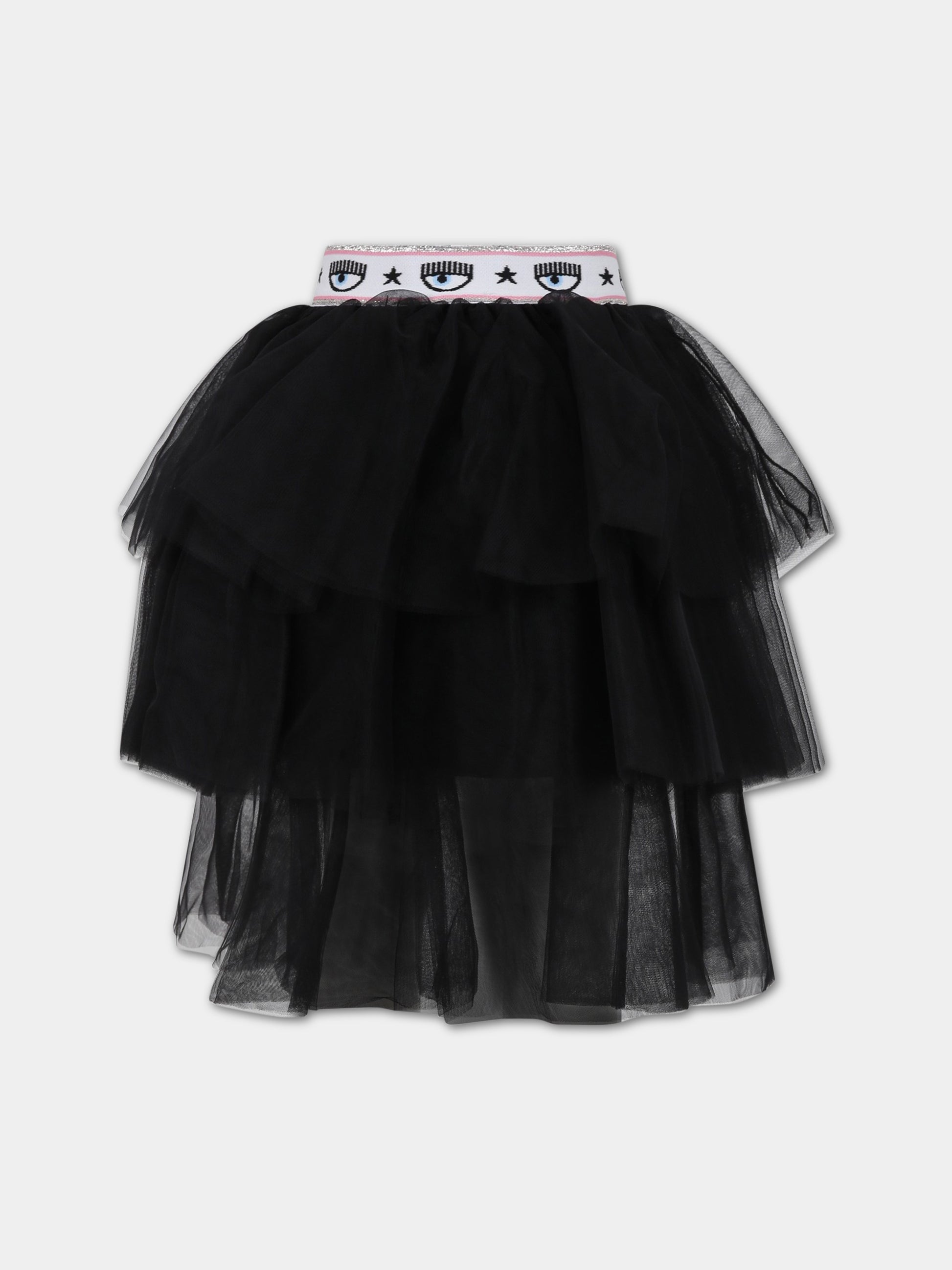 Gonna nera per bambina con iconici occhiolini,Chiara Ferragni Collection,51A700 T9945 0050