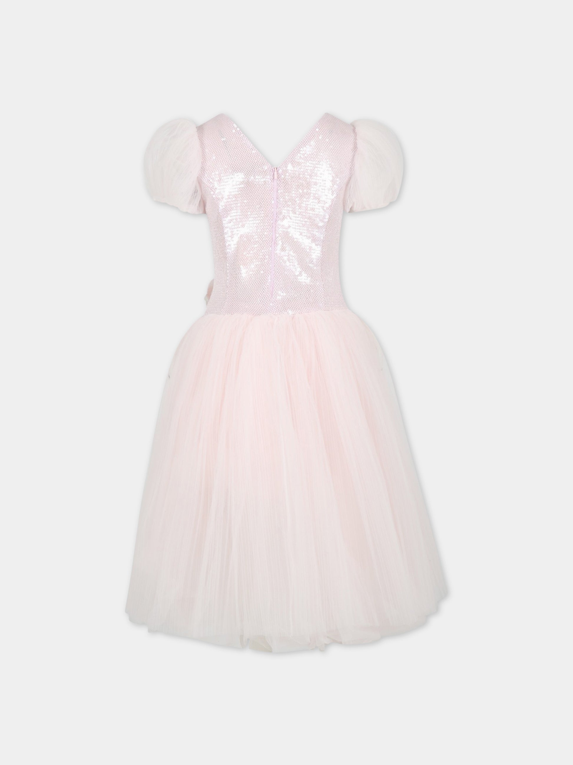 Vesito rosa per bambina con fiore,Monnalisa,71A915 1950 0091