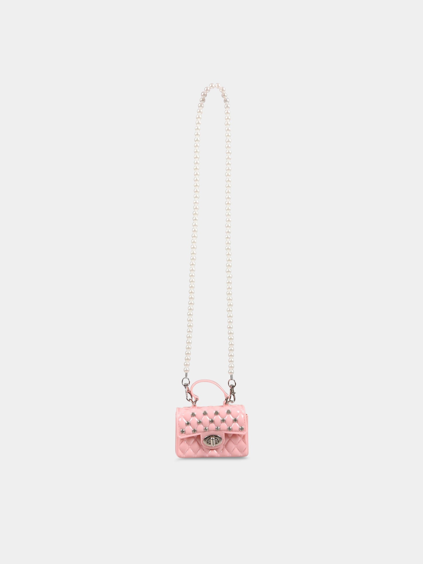 Mini-borsa rosa per bambina con strass,Monnalisa,77A000 1077 0092