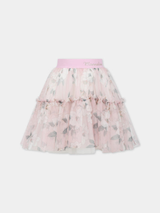 Gonna multicolor per neonata con fiori,Monnalisa,71A701 1651 0066