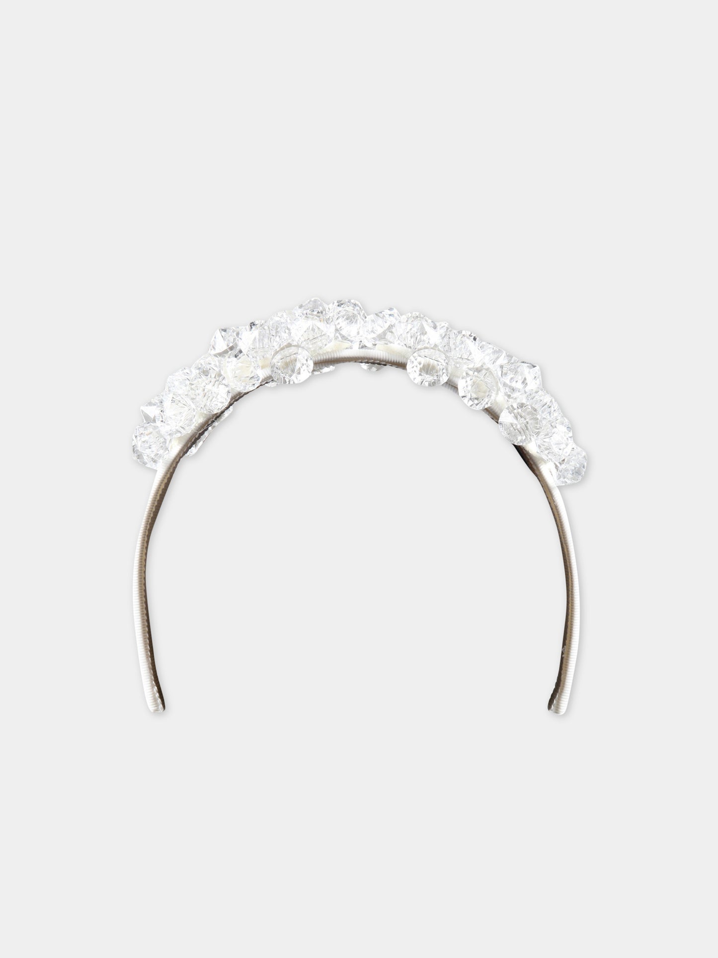 Cerchietto bianco per bambina con diamanti,Monnalisa,79A000 1075 0001