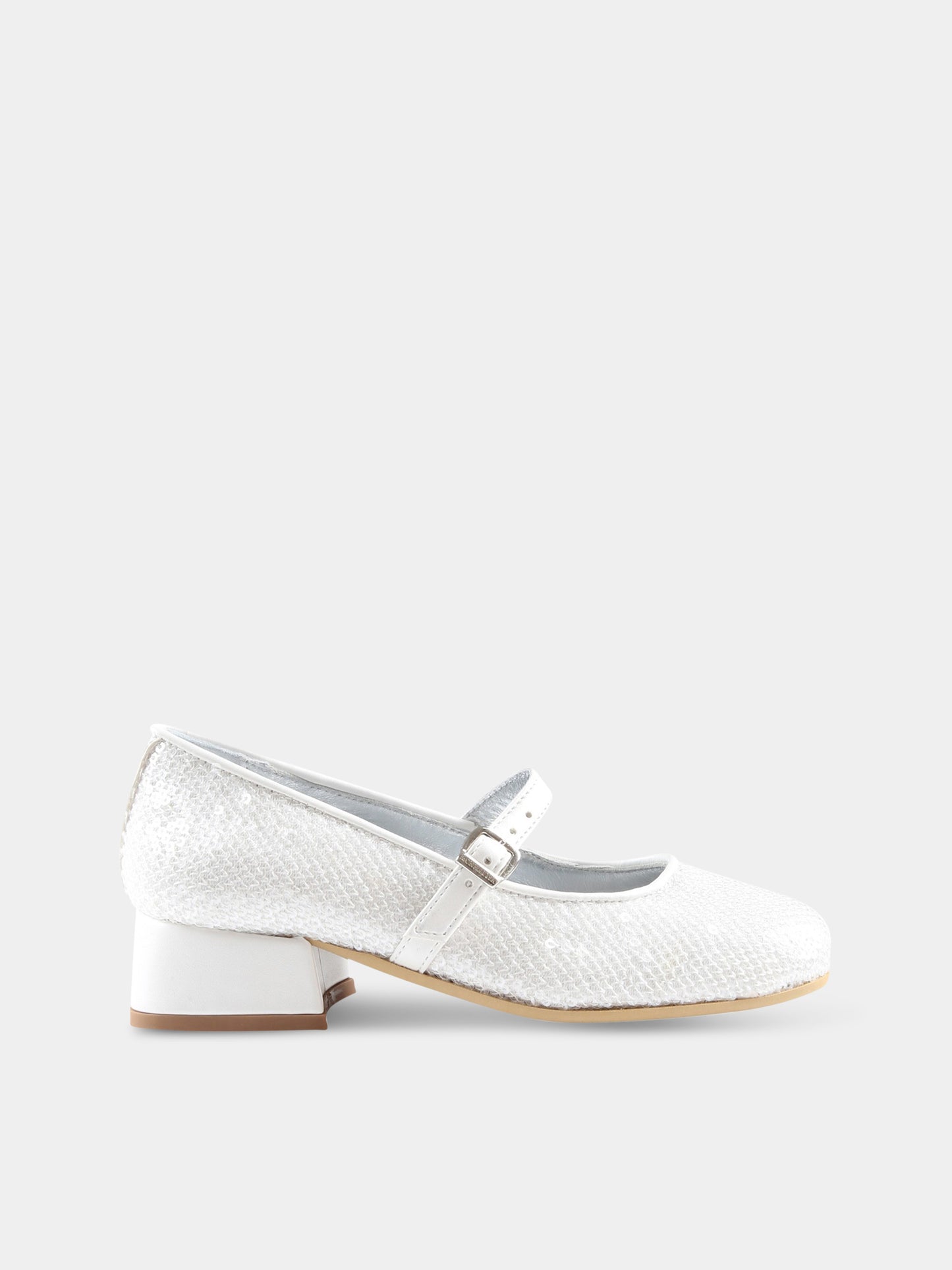 Ballerine bianche per bambina con paillettes,Monnalisa,87A002 1950 0001