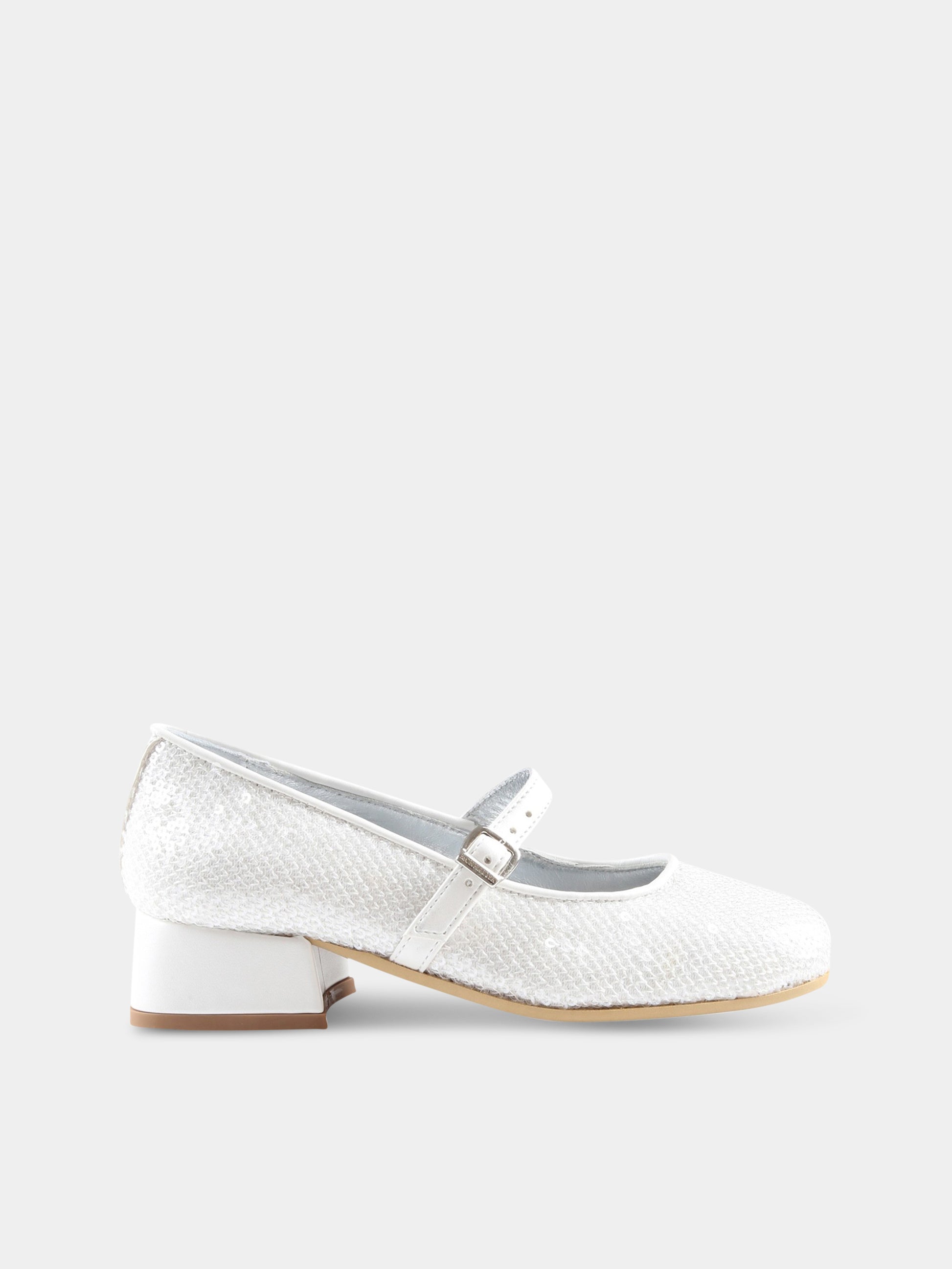 Ballerine bianche per bambina con paillettes,Monnalisa,87A002 1950 0001