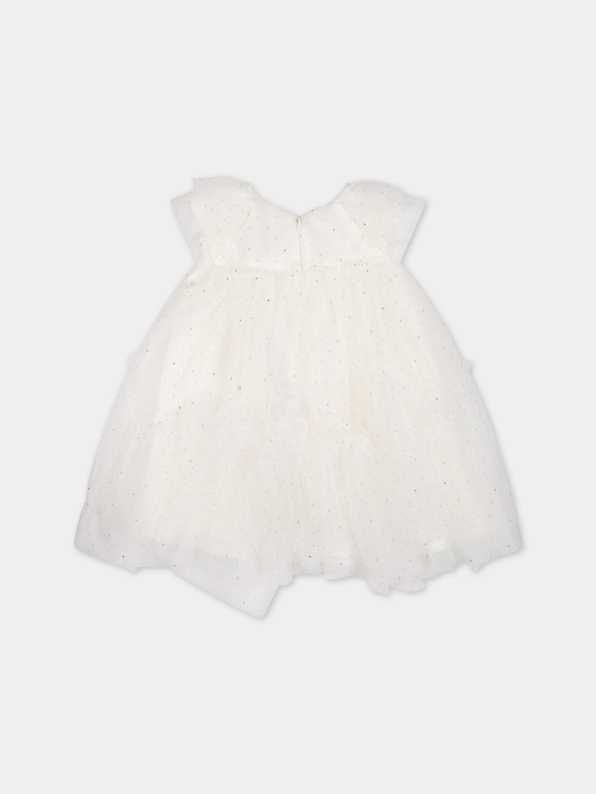 Vestito avorio per neonata con fiori,Monnalisa,73A902 1908 0170