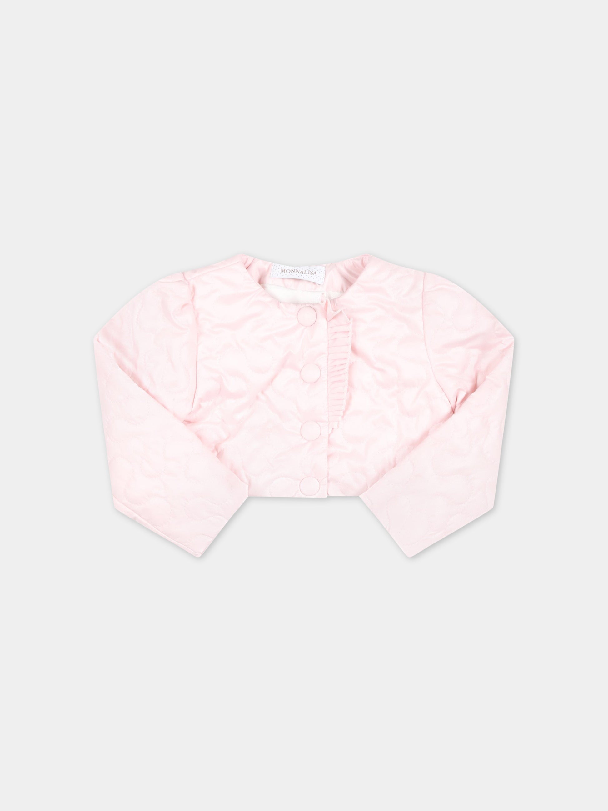 Piumino rosa per neonata con patch logato,Monnalisa,73A101 1408 0091