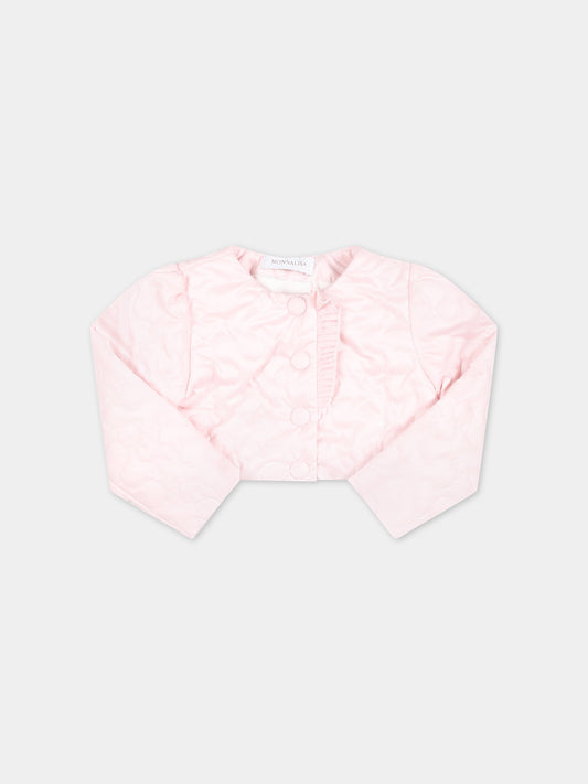 Piumino rosa per neonata con patch logato,Monnalisa,73A101 1408 0091