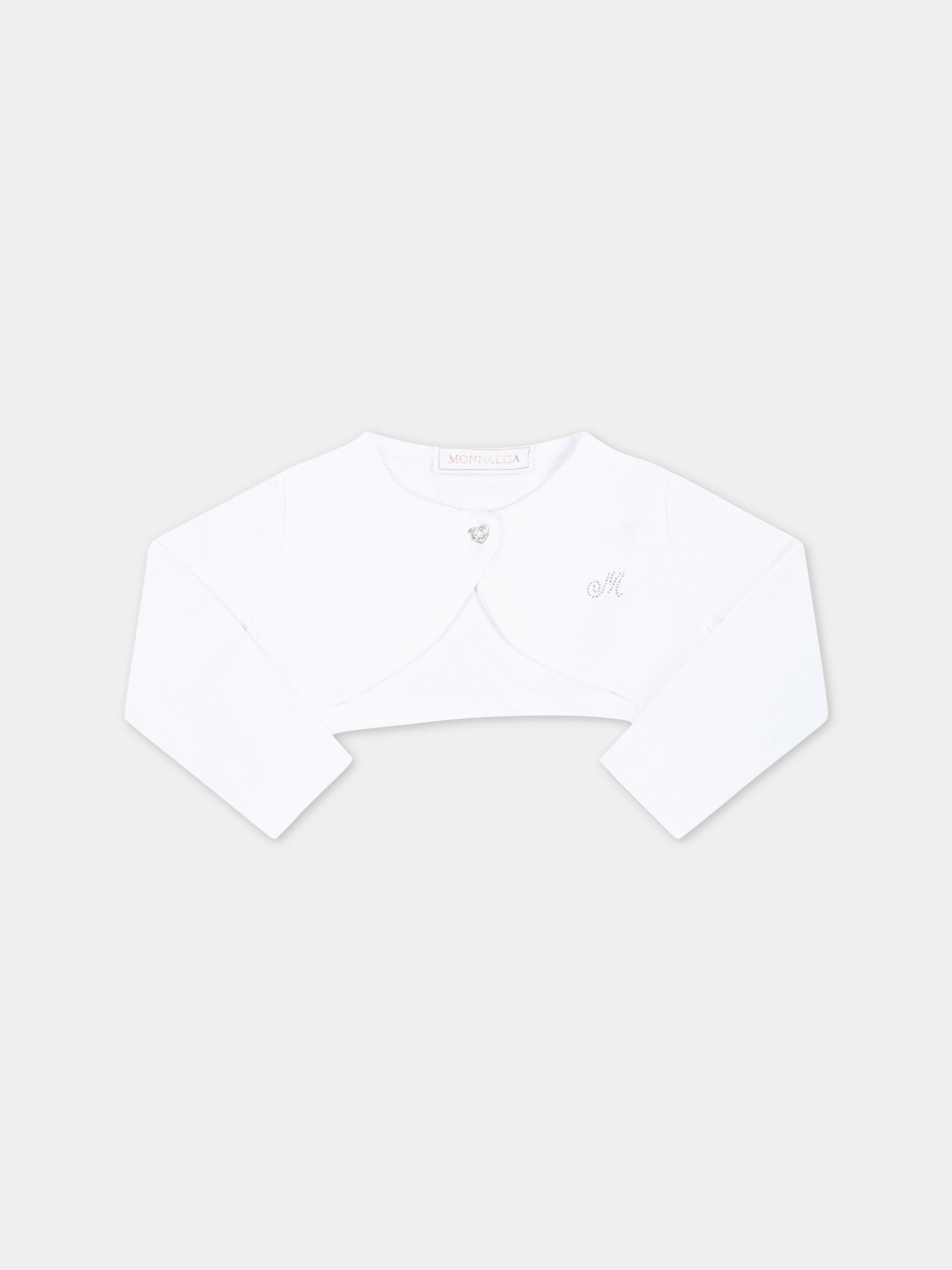 Cardigan bianco per neonata con logo,Monnalisa,37A800 1204 0099