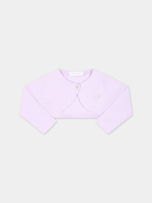 Cardigan viola per neonata con logo,Monnalisa,37A800 1204 0065