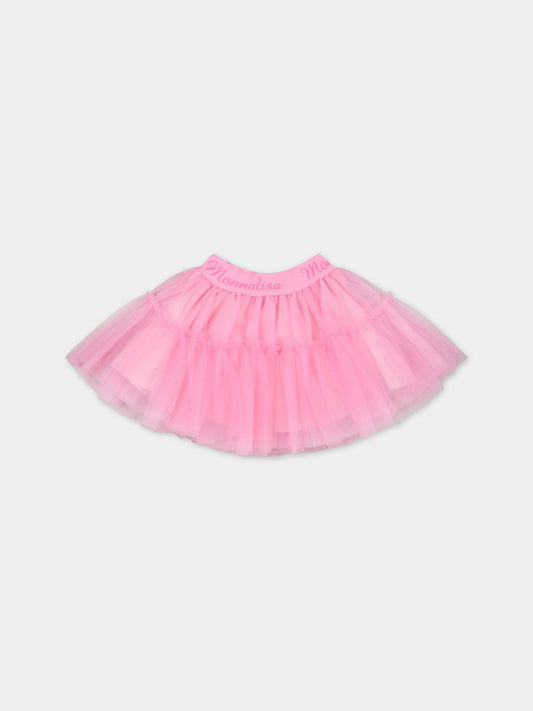 Gonna rosa per neonata con logo,Monnalisa,37AGON T9945 9590