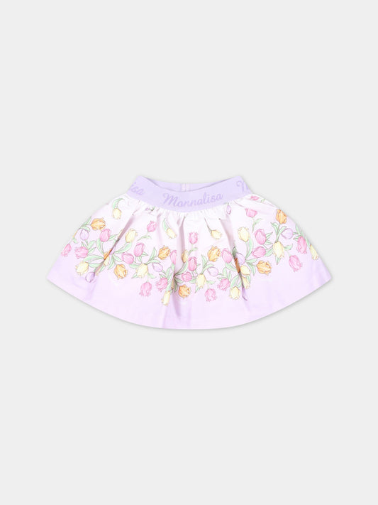 Gonna multicolor per bambina con fiori,Monnalisa,31A700 1662 0065