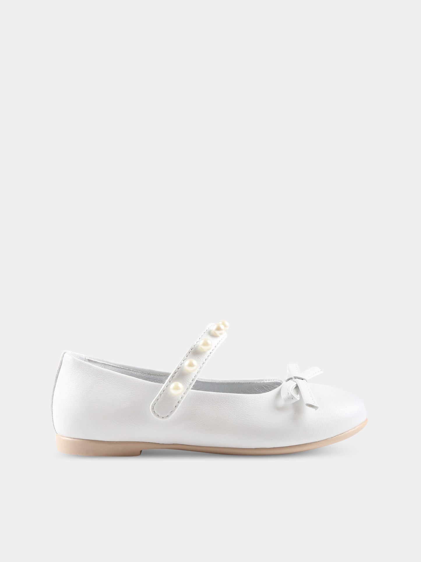 Ballerine bianche per bambina con perle,Monnalisa,83A004 1703 0001