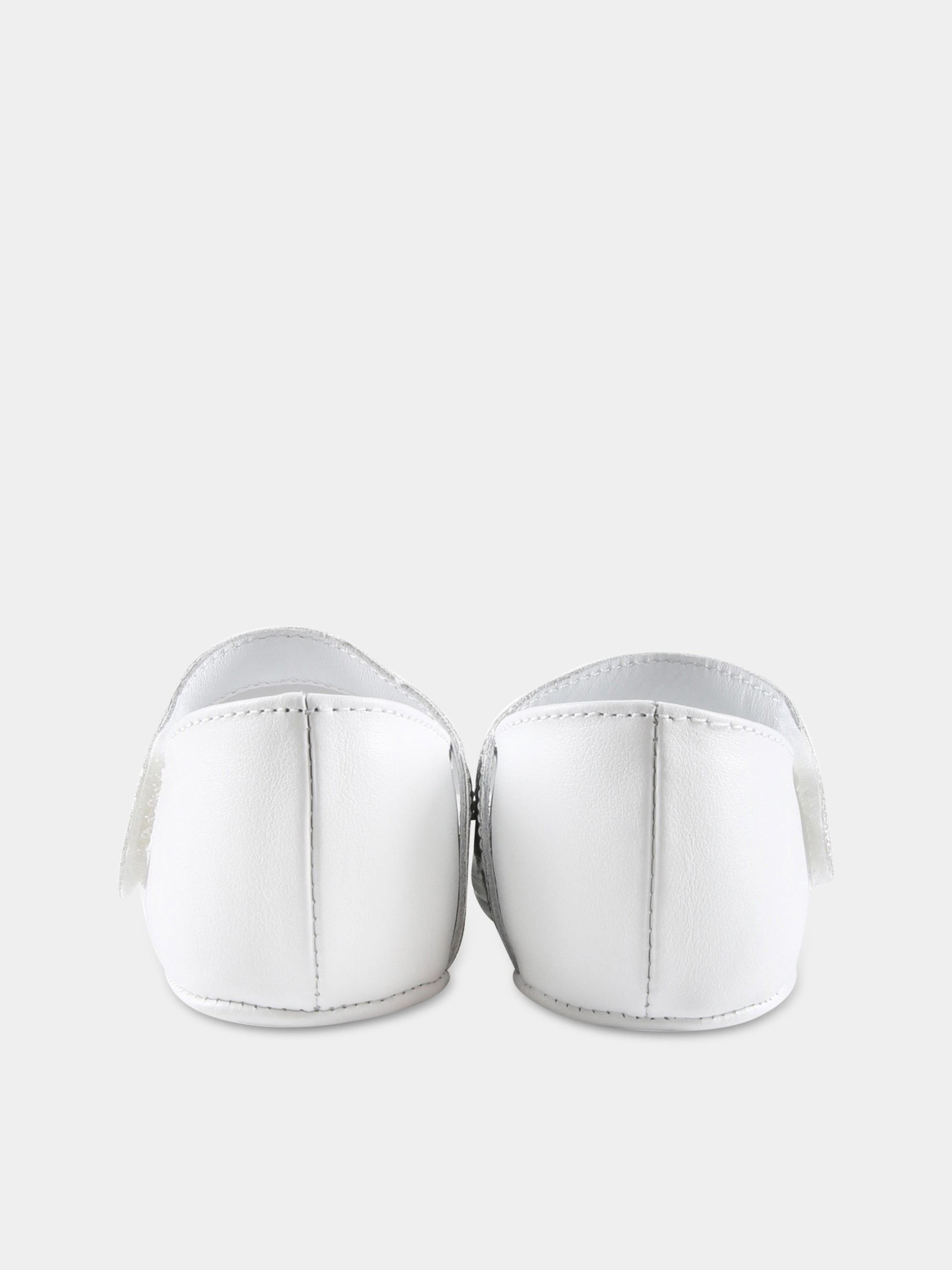 Ballerine bianche per neonata con logo argentato,Balmain Kids,BS0006 Y0051 100AG
