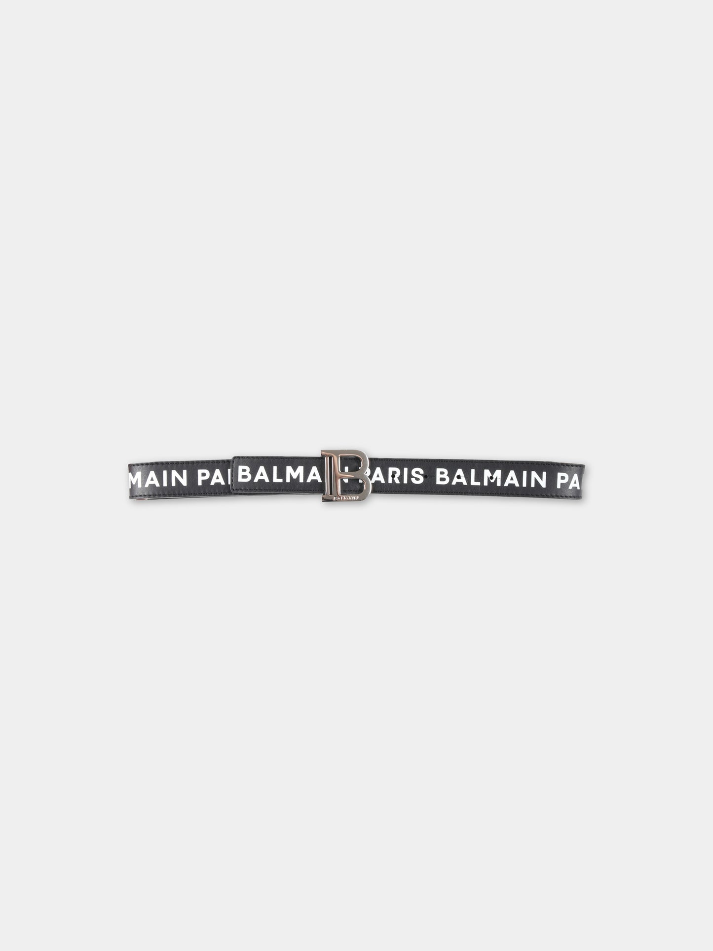 Cintura nera per bambini con logo bianco,Balmain Kids,BS0P21 Z0847 930