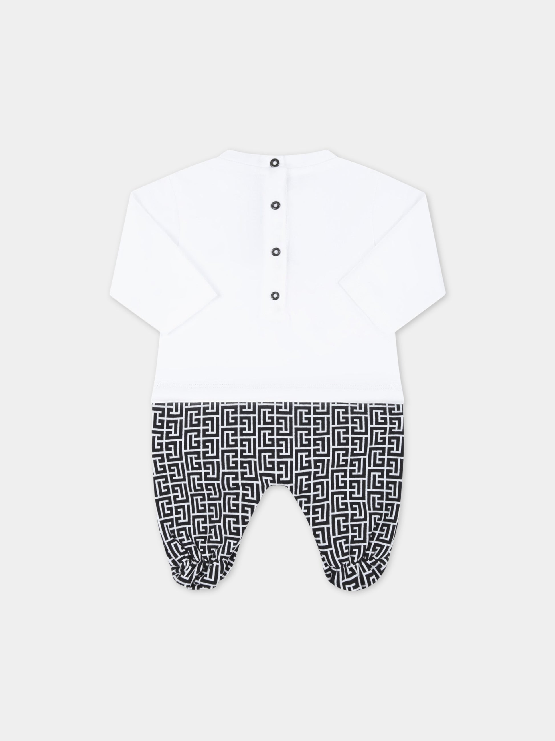 Set bianco e nero per neonato con logo nero,Balmain Kids,BSB539 Z0057 100NE
