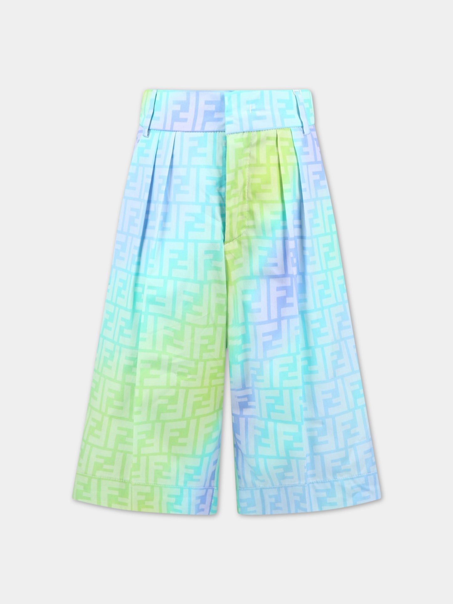 Bermuda multicolor per bambino con FF,Fendi Kids,JUF081 ALOE F1JDE