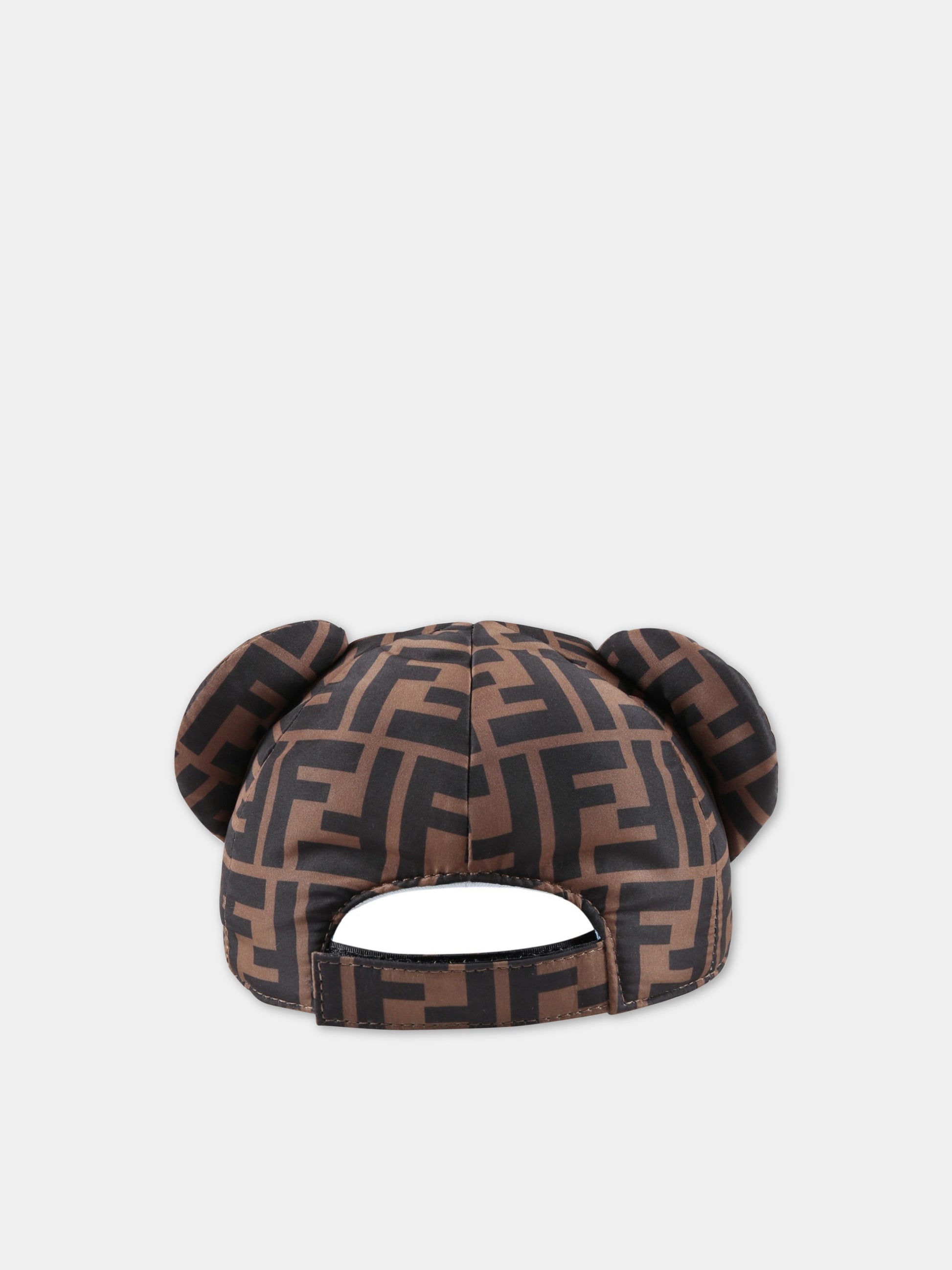 Cappello marrone per neonato con logo celeste,Fendi Kids,BUP045 AMRN F1BWE