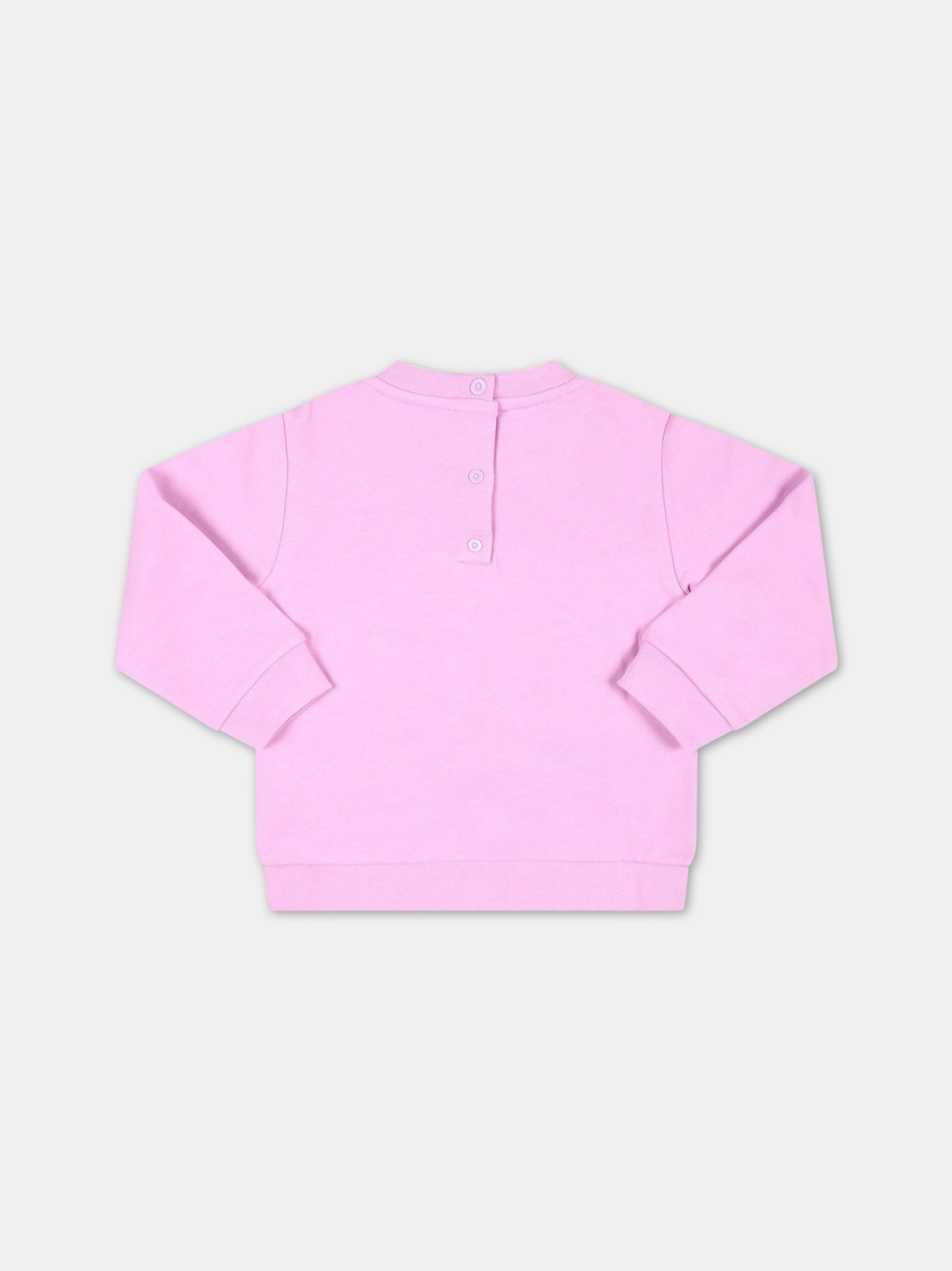 Felpa fucsia per neonata con logo celeste,Fendi Kids,BUH054 5V0 F10WJ