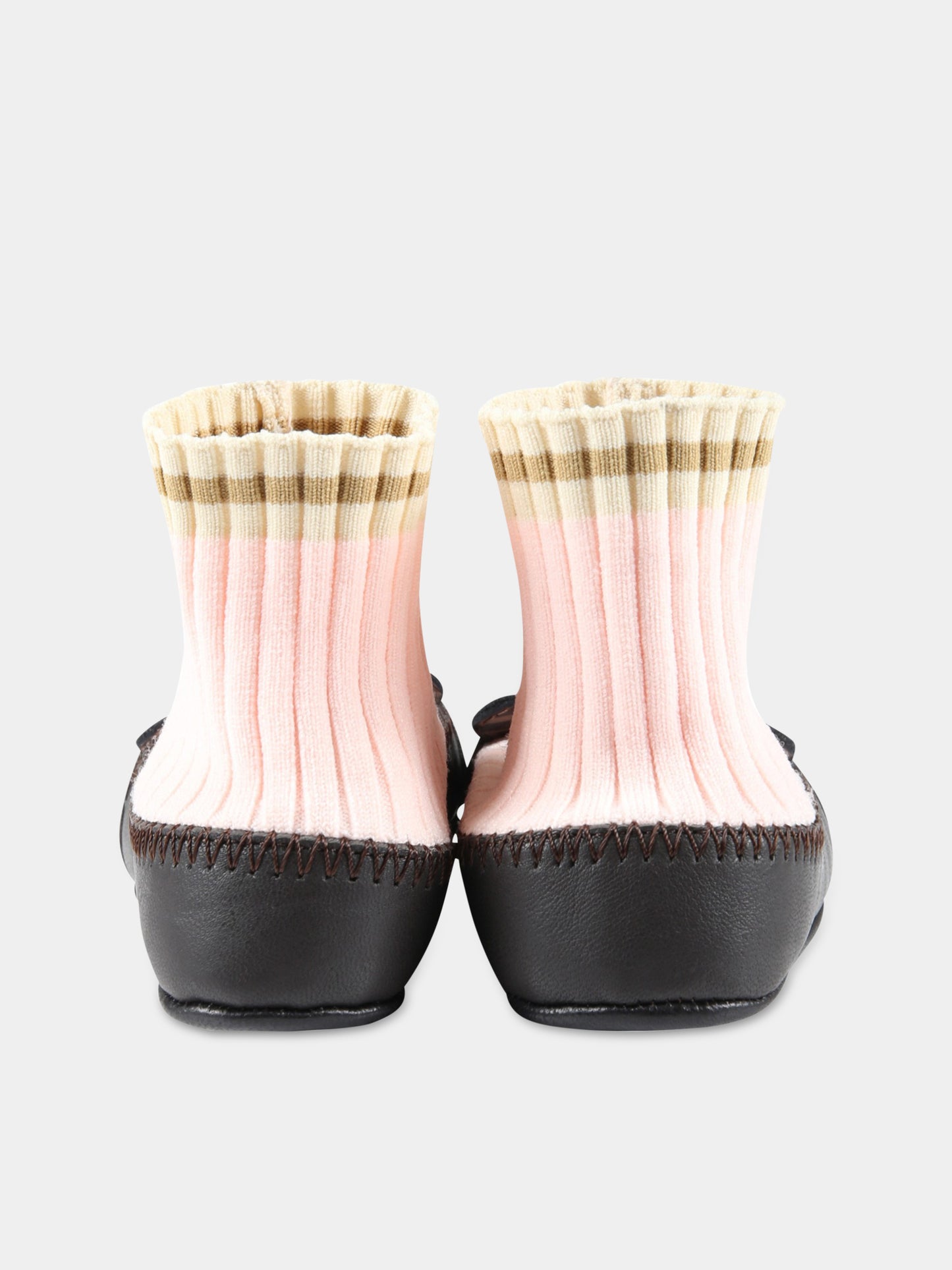 Ballerine multicolor a calzino per neonata con orso,Fendi Kids,BFR092 AGCE F1JH1