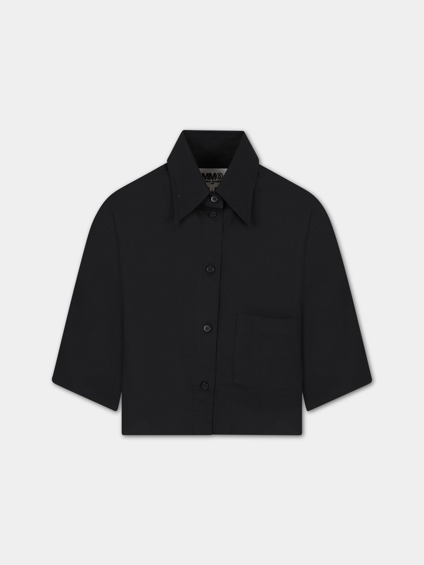 Camicia nera per bambina con logo,Mm6 Maison Margiela,M60297 MM014 M6900