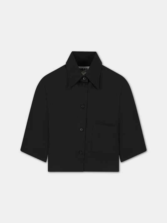 Camicia nera per bambina con logo,Mm6 Maison Margiela,M60297 MM014 M6900