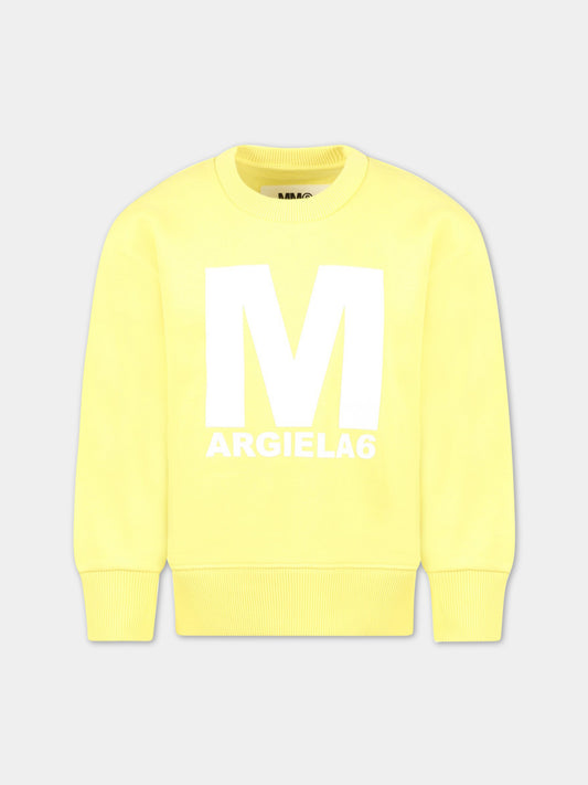 Felpa gialla per bambini con logo bianco,Mm6 Maison Margiela,M60320 MM007 M6203