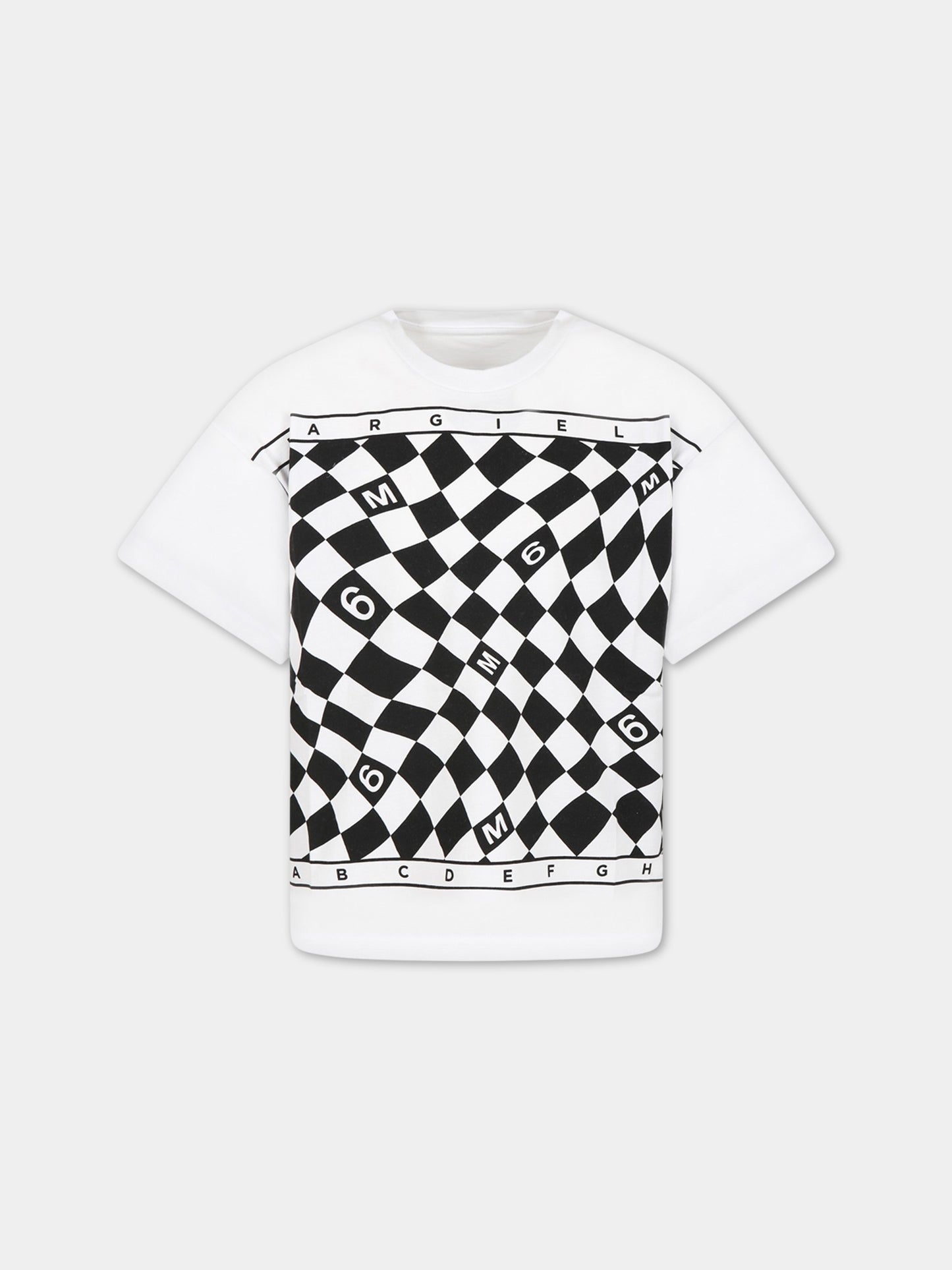 T-shirt bianca per bambino con logo,Mm6 Maison Margiela,M60344 MM058 M6100