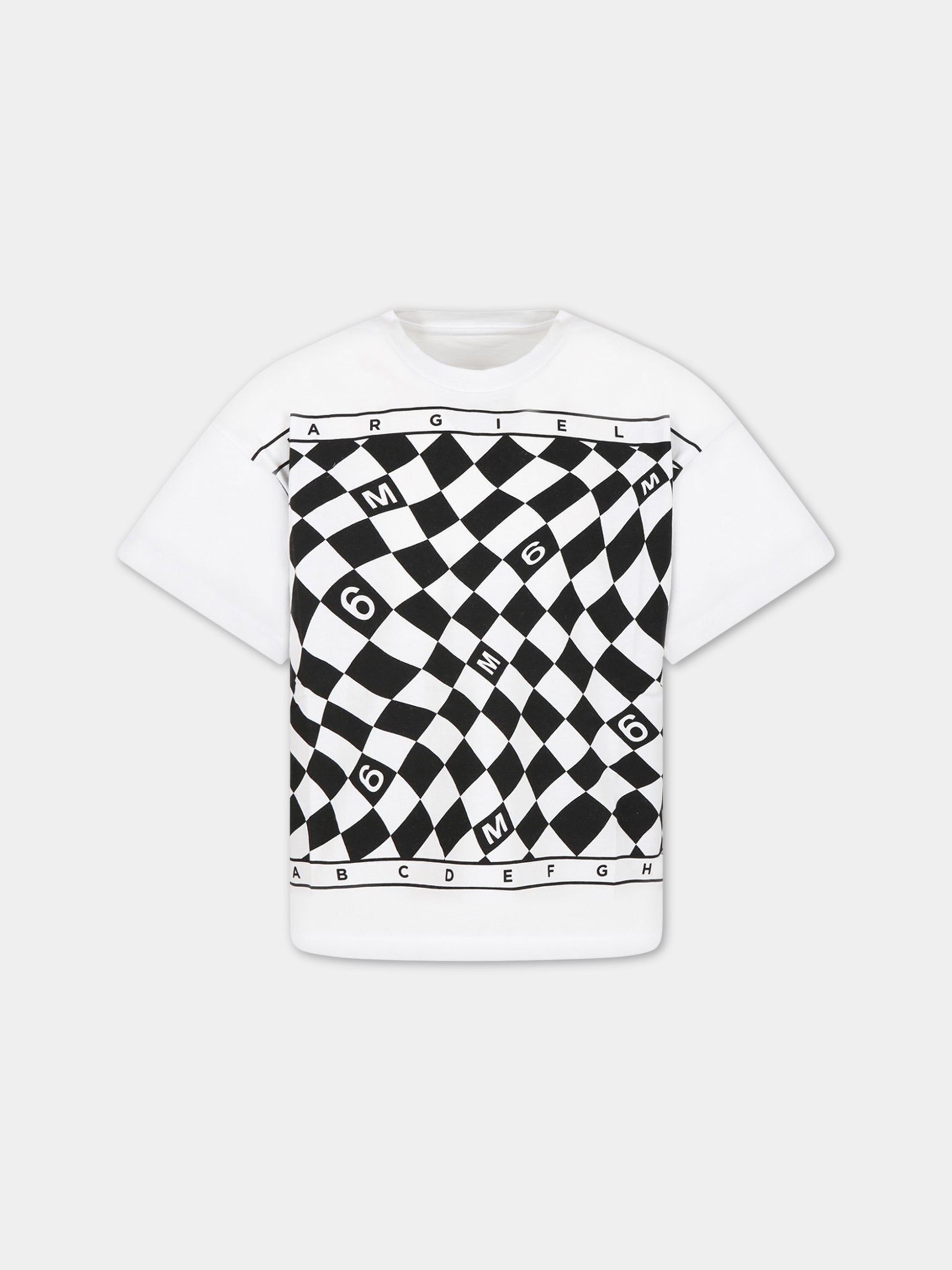 T-shirt bianca per bambino con logo,Mm6 Maison Margiela,M60344 MM058 M6100